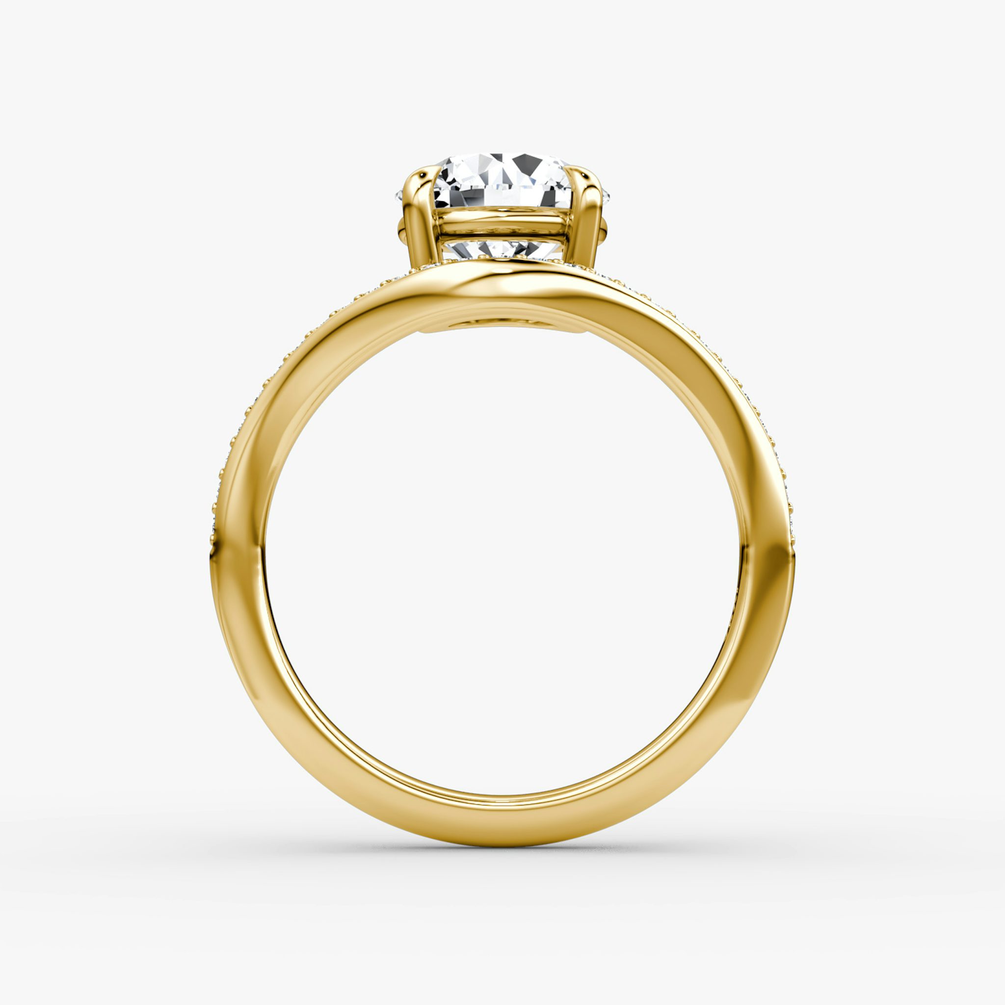 The Curve | Round Brilliant | 18k | Yellow Gold | bandAccent: Pavé | caratWeight: other | diamondOrientation: vertical