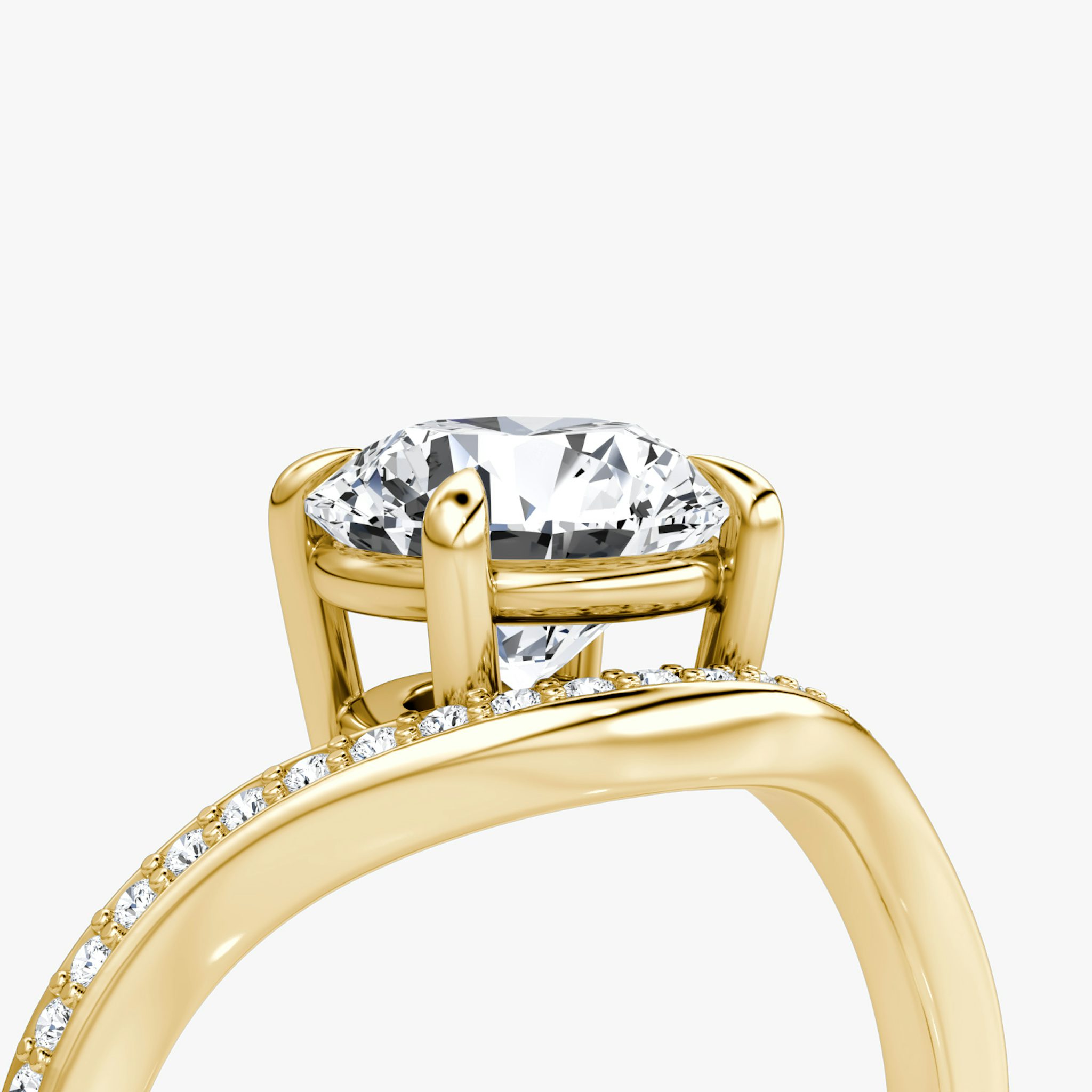 The Curve | Round Brilliant | 18k | Yellow Gold | bandAccent: Pavé | caratWeight: other | diamondOrientation: vertical