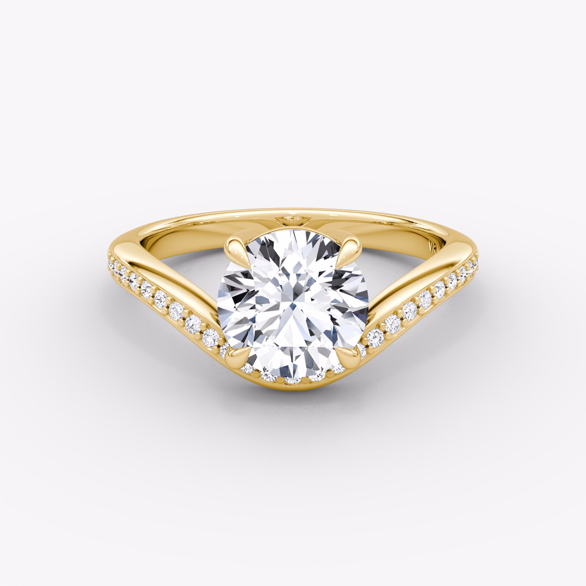 The Curve | Round Brilliant | 18k | Yellow Gold | bandAccent: Pavé | caratWeight: other | diamondOrientation: vertical