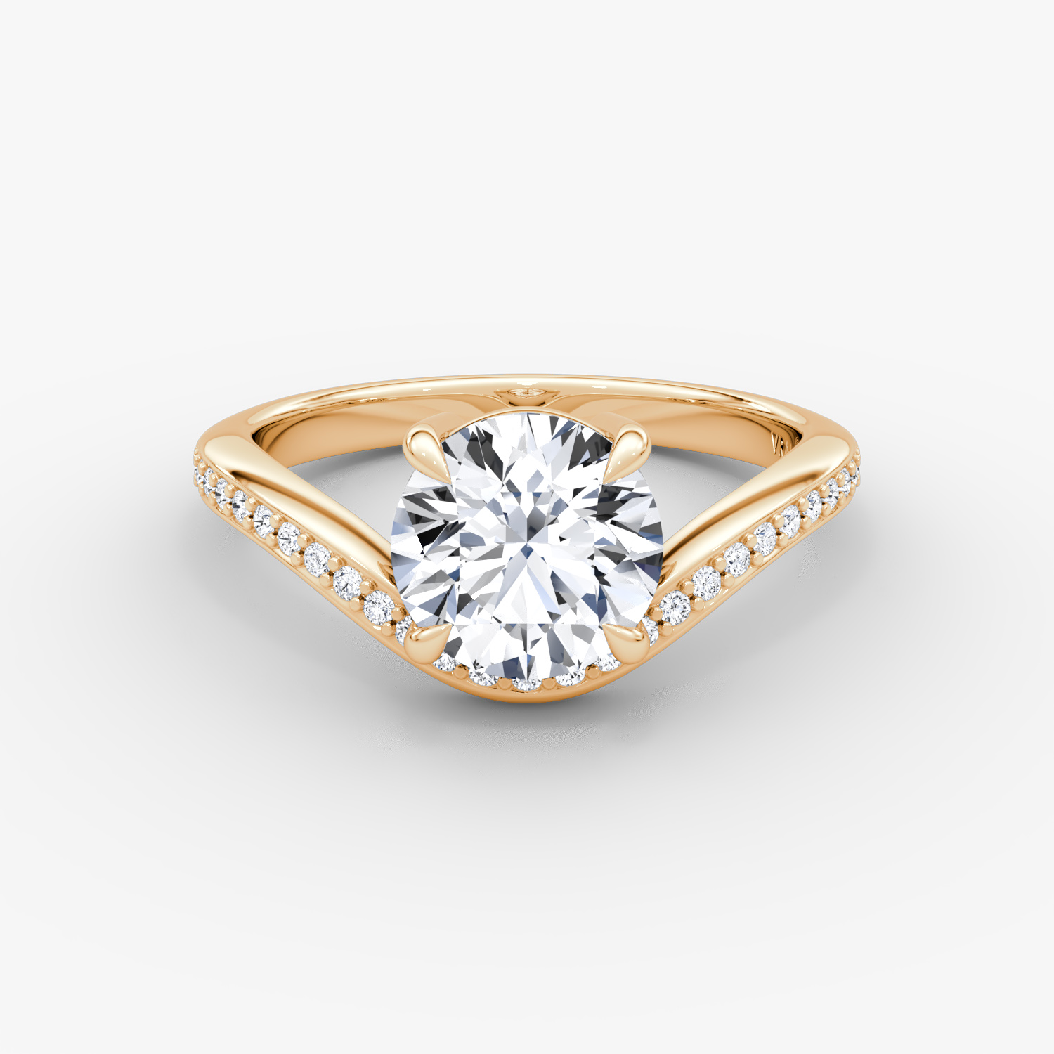 The Curve | Round Brilliant | 14k | Rose Gold | bandAccent: Pavé | caratWeight: 1.0ct | diamondOrientation: vertical