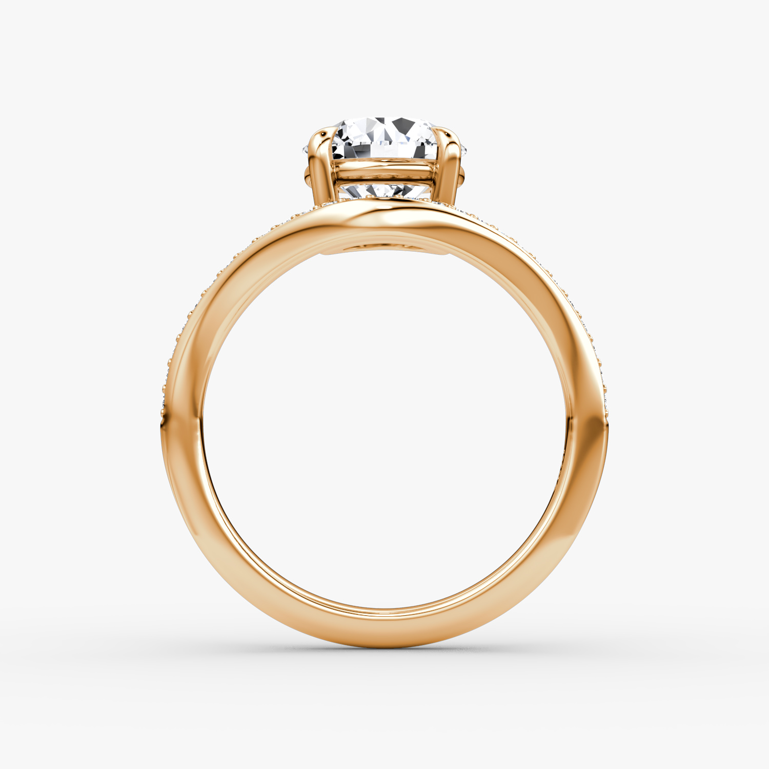 The Curve | Round Brilliant | 14k | Rose Gold | bandAccent: Pavé | caratWeight: 1.5ct | diamondOrientation: vertical
