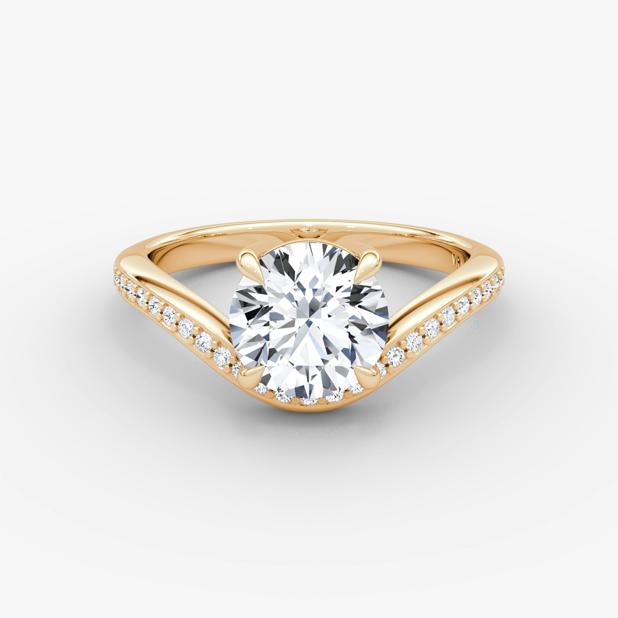 The Curve | Round Brilliant | 14k | Rose Gold | bandAccent: Pavé | caratWeight: 1.5ct | diamondOrientation: vertical
