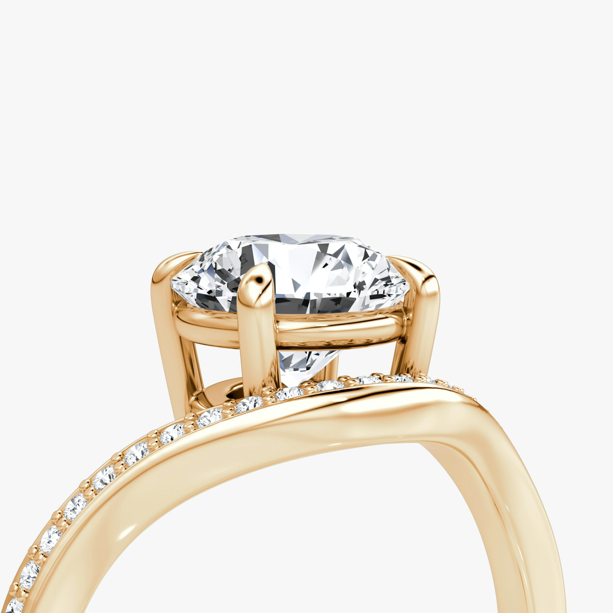 The Curve | Round Brilliant | 14k | Rose Gold | bandAccent: Pavé | caratWeight: 2.0ct | diamondOrientation: vertical