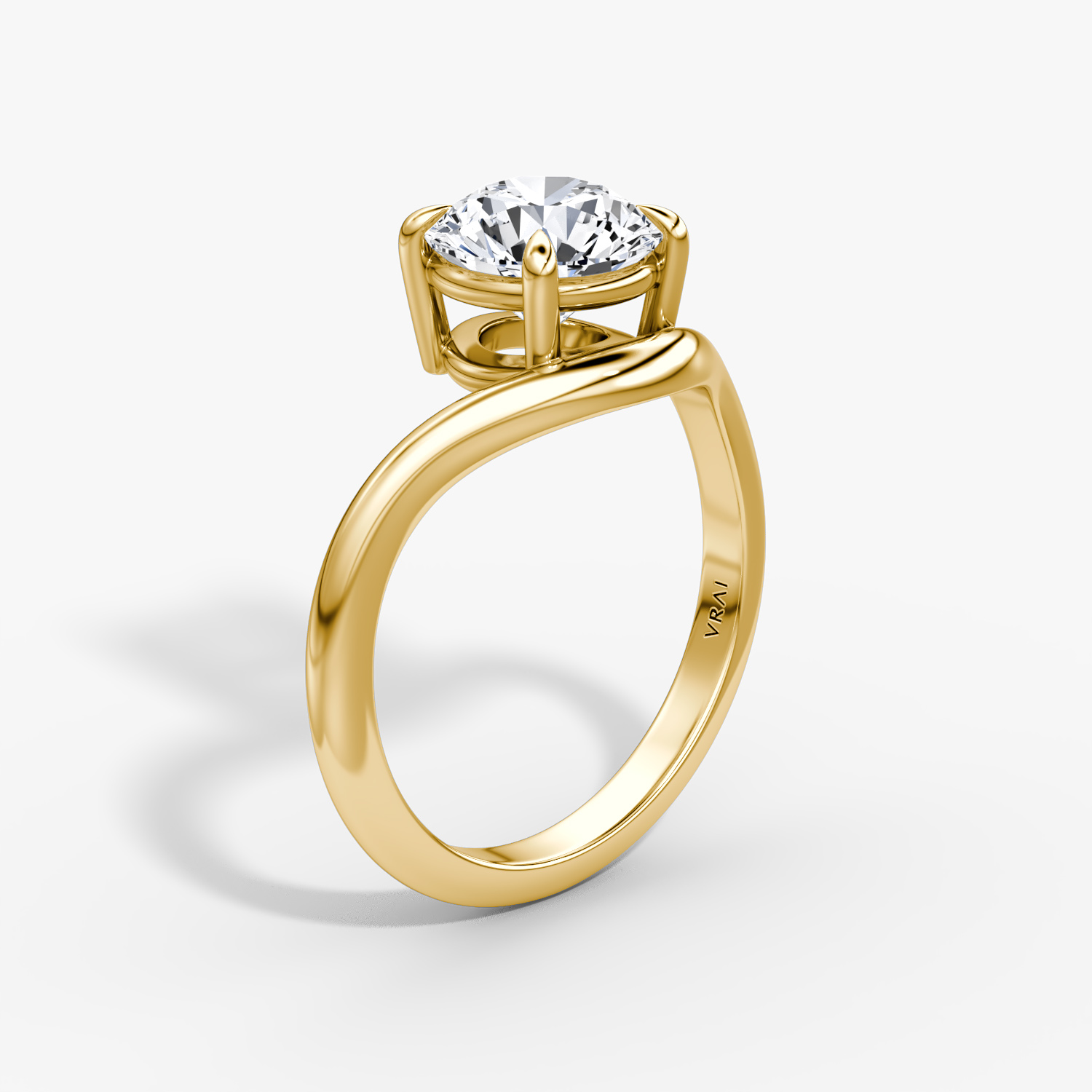 The Curve | Round Brilliant | 18k | Yellow Gold | bandAccent: Plain | caratWeight: 1.5ct | diamondOrientation: vertical