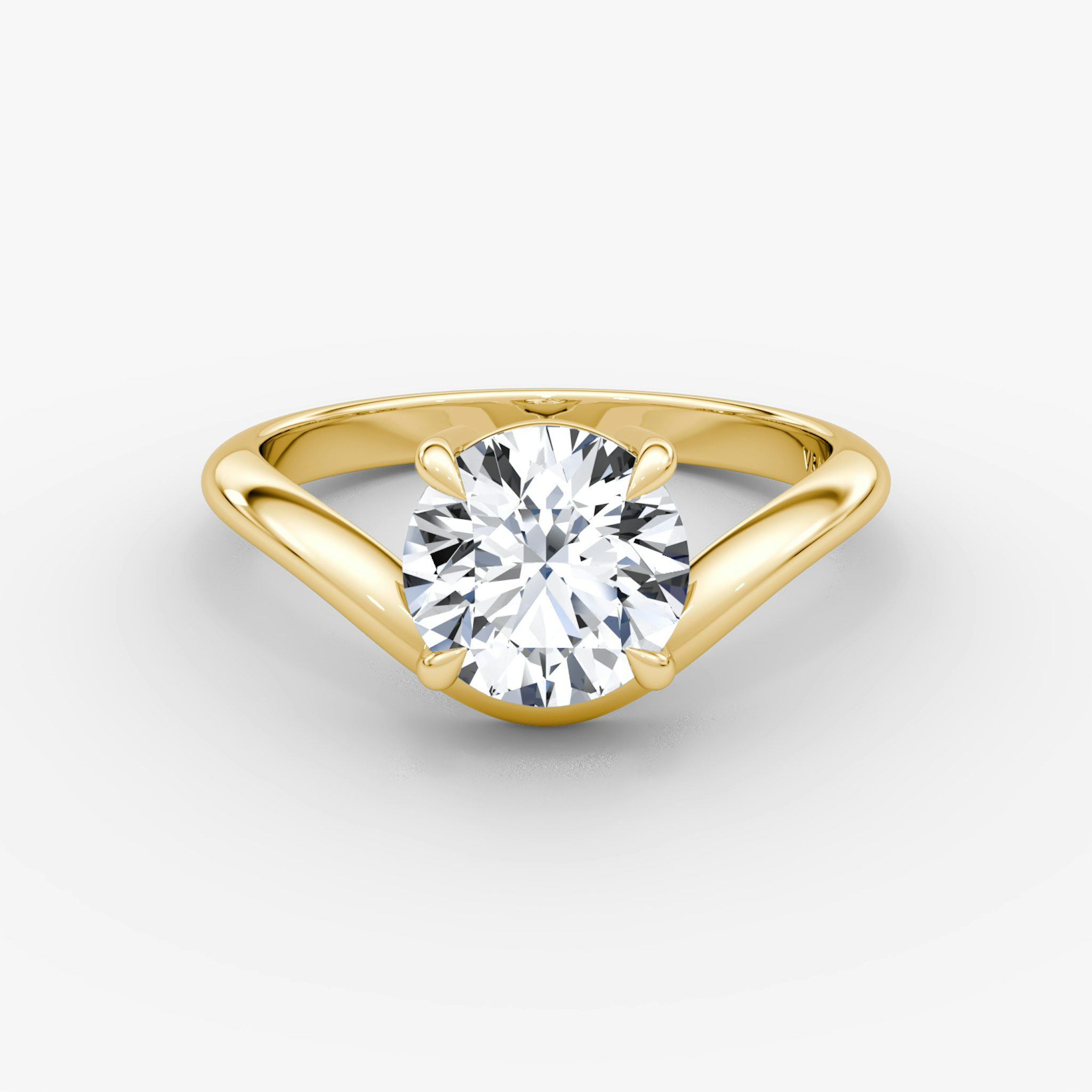 The Curve | Round Brilliant | 18k | Yellow Gold | bandAccent: Plain | caratWeight: 2.0ct | diamondOrientation: vertical