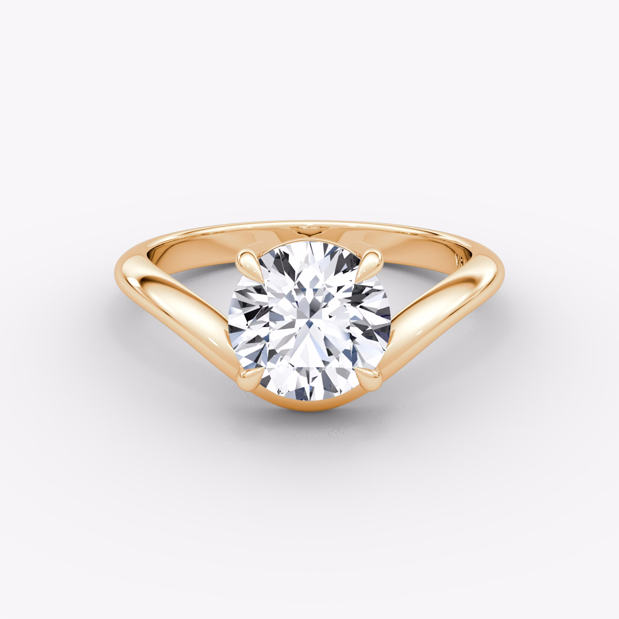 The Curve | Round Brilliant | 14k | Rose Gold | bandAccent: Plain | caratWeight: other | diamondOrientation: vertical