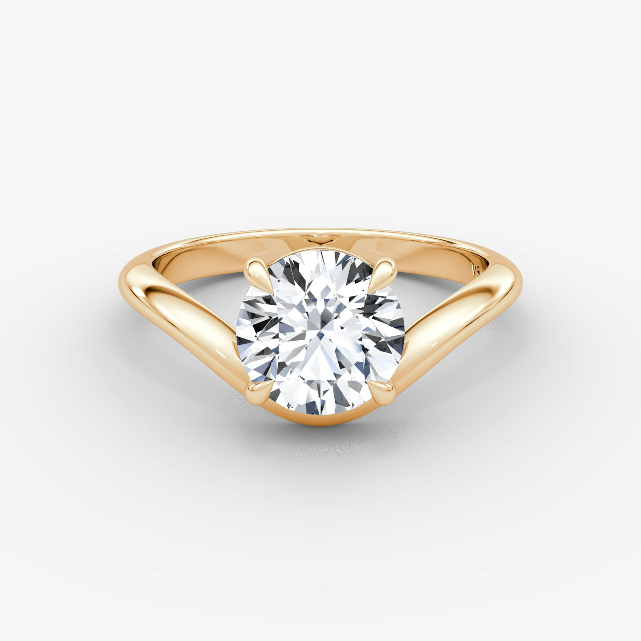 The Curve | Round Brilliant | 14k | Rose Gold | bandAccent: Plain | caratWeight: other | diamondOrientation: vertical