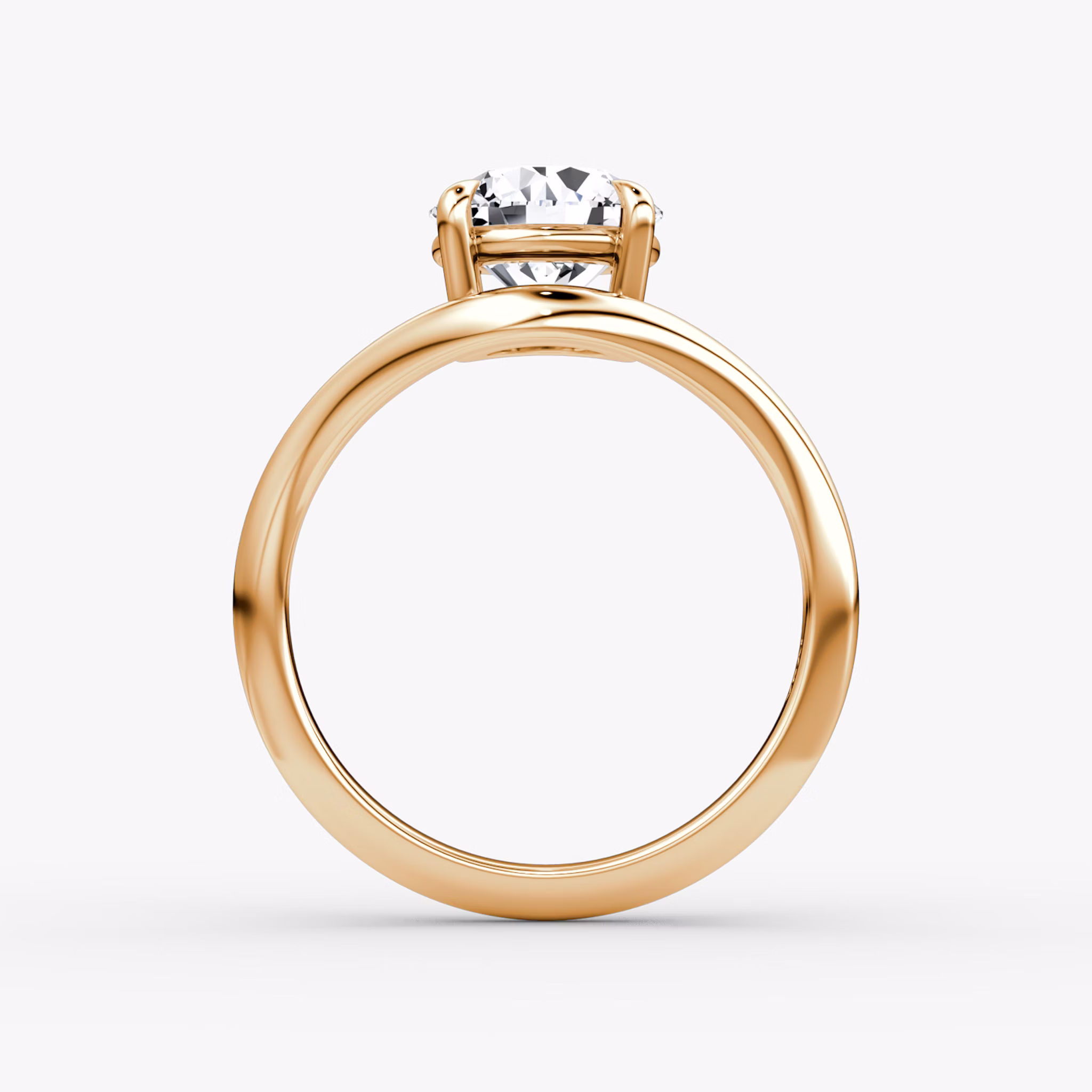 The Curve | Round Brilliant | 14k | Rose Gold | bandAccent: Plain | caratWeight: 1.0ct | diamondOrientation: vertical