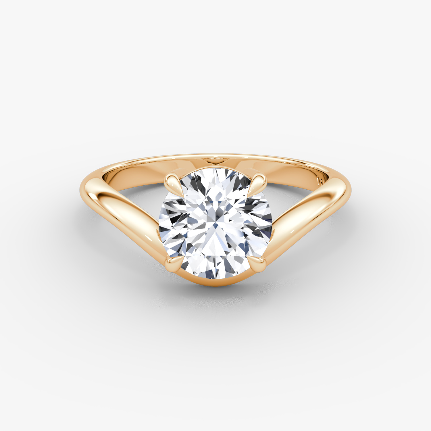 The Curve | Round Brilliant | 14k | Rose Gold | bandAccent: Plain | caratWeight: 1.0ct | diamondOrientation: vertical