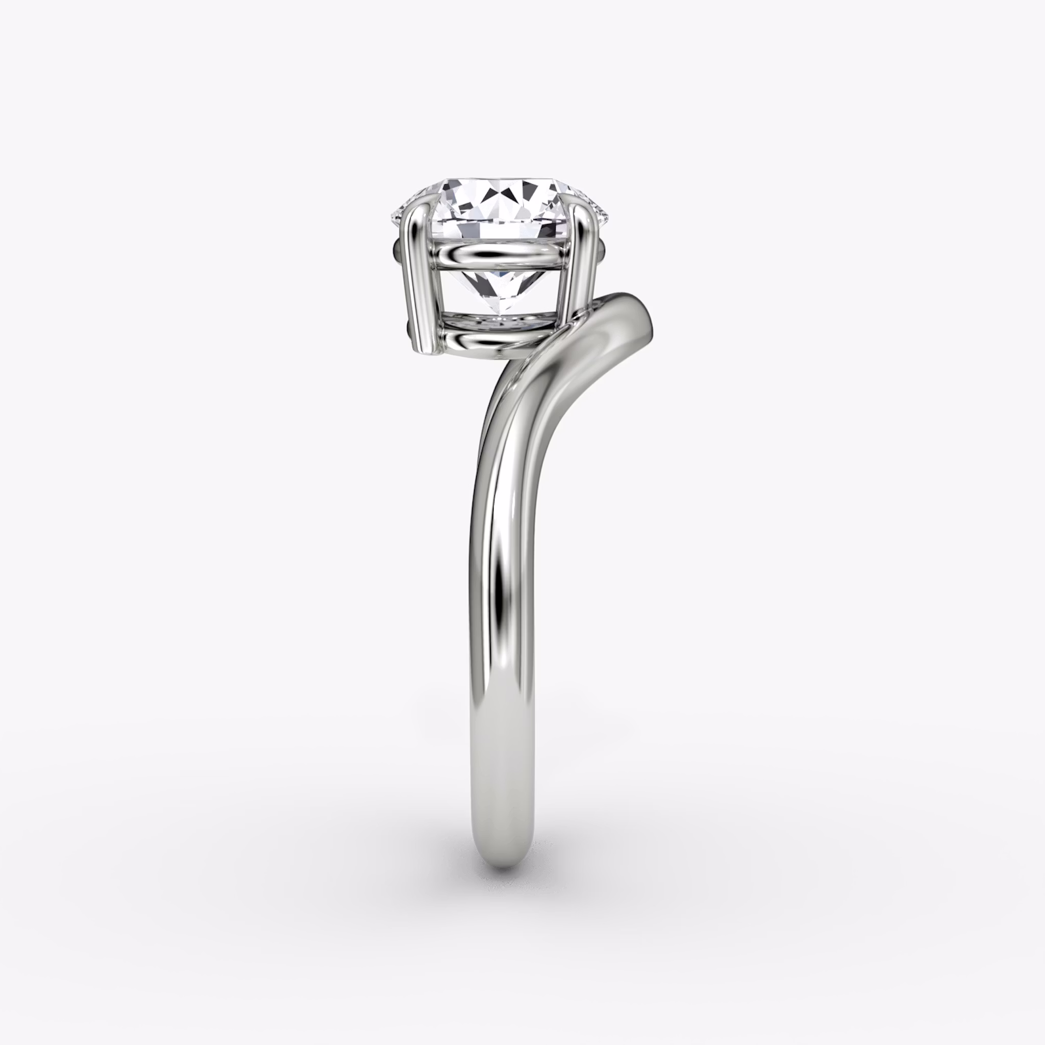The Curve | Round Brilliant | 18k | White Gold | bandAccent: Plain | caratWeight: 2.0ct | diamondOrientation: vertical
