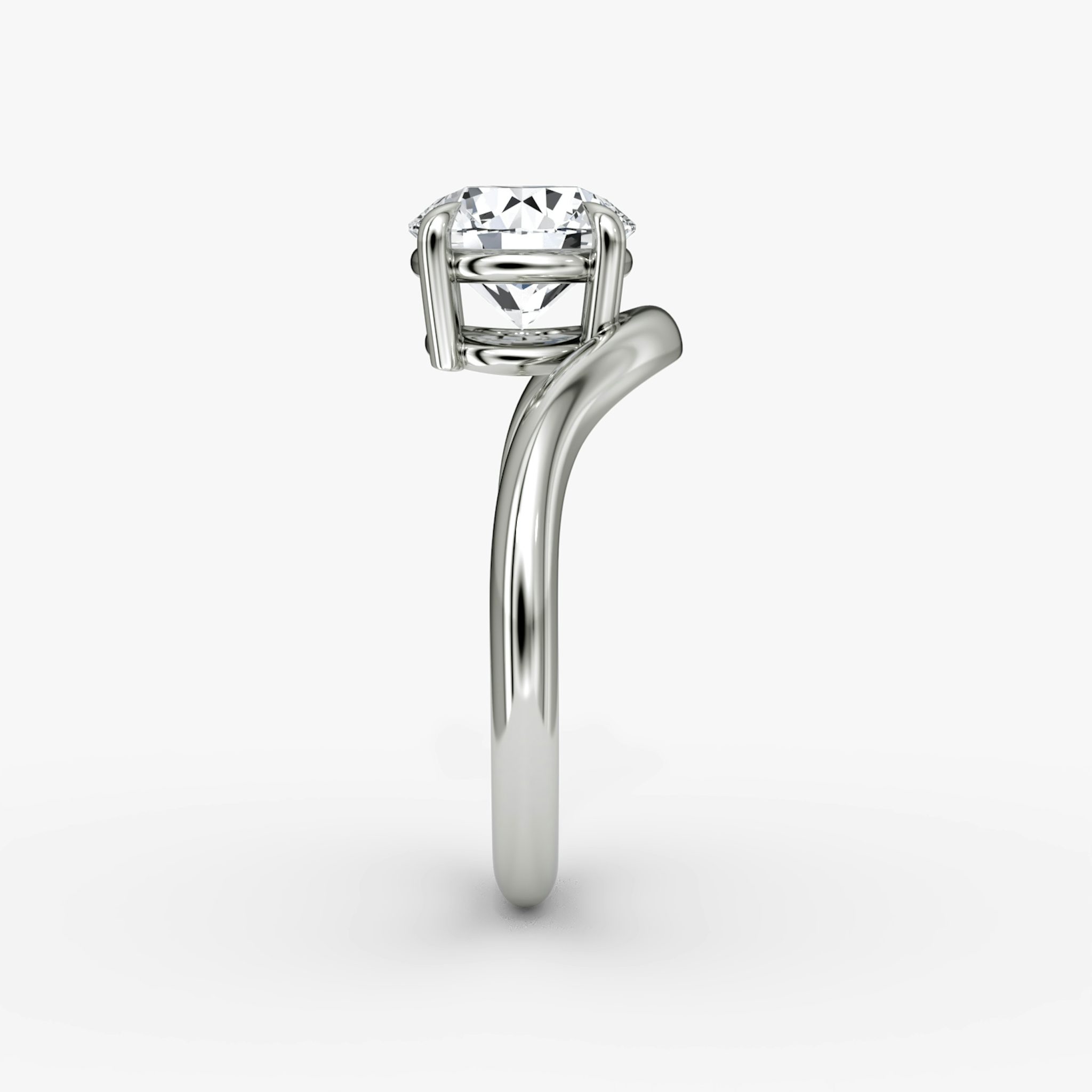 The Curve | Round Brilliant | 18k | White Gold | bandAccent: Plain | caratWeight: 2.0ct | diamondOrientation: vertical