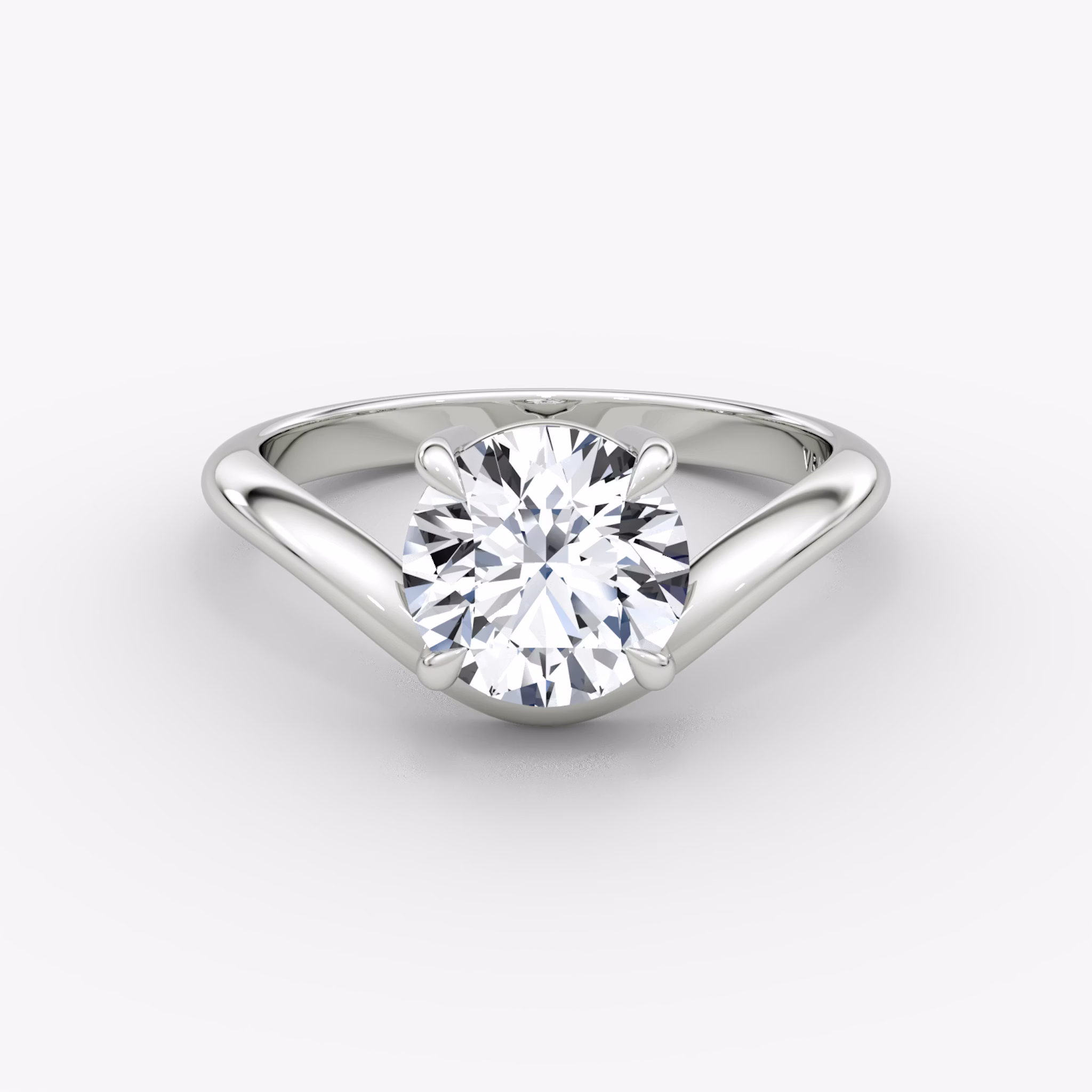 The Curve | Round Brilliant | 18k | White Gold | bandAccent: Plain | caratWeight: 2.0ct | diamondOrientation: vertical