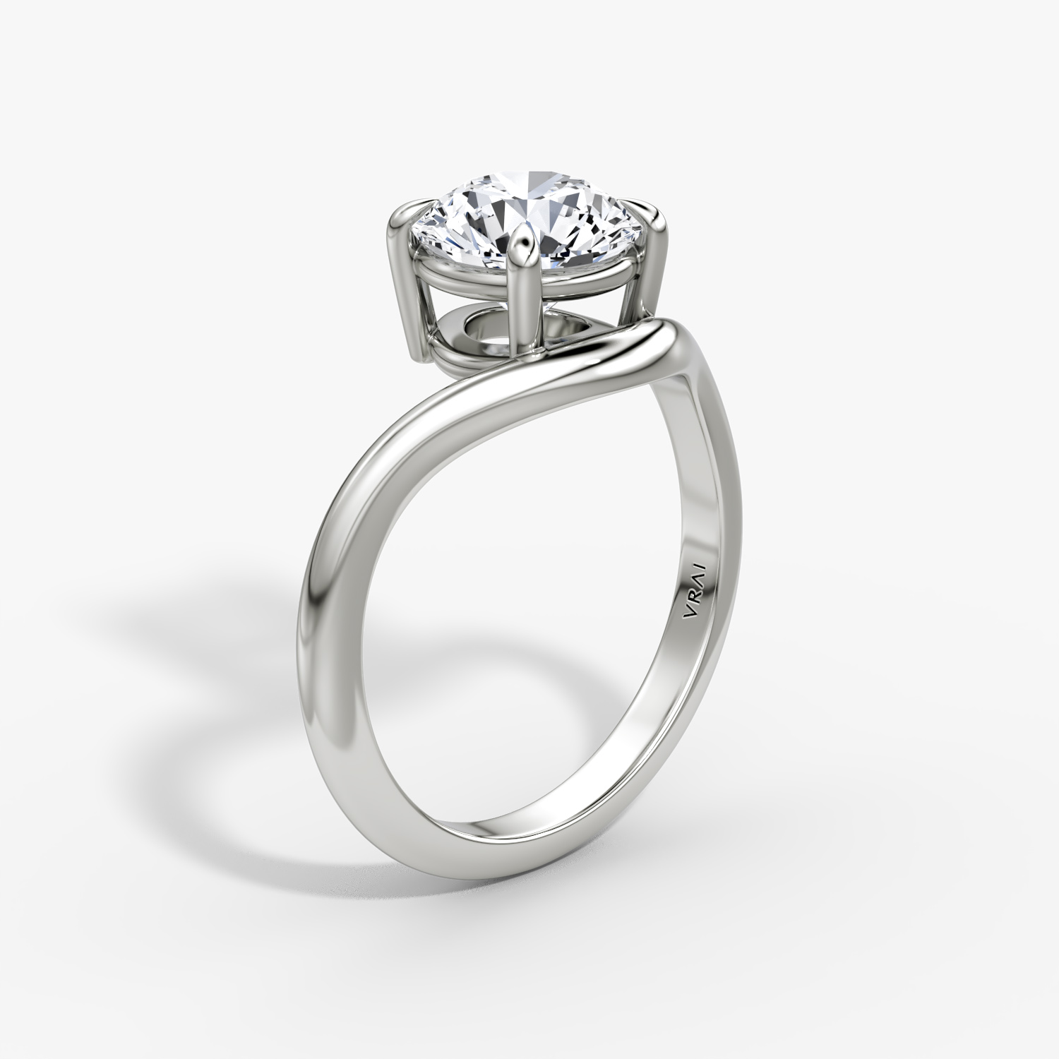 The Curve | Round Brilliant | Platinum | bandAccent: Plain | caratWeight: 1.0ct | diamondOrientation: vertical
