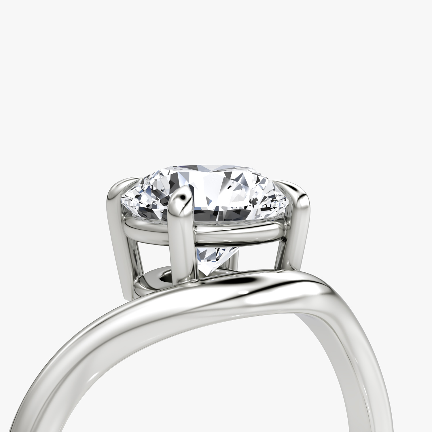 The Curve | Round Brilliant | 18k | White Gold | bandAccent: Plain | caratWeight: 1.0ct | diamondOrientation: vertical
