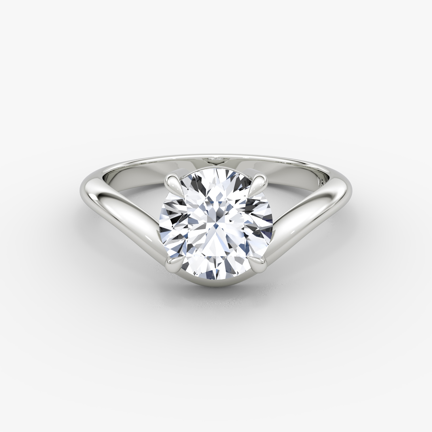 The Curve | Round Brilliant | Platinum | bandAccent: Plain | caratWeight: 2.0ct | diamondOrientation: vertical