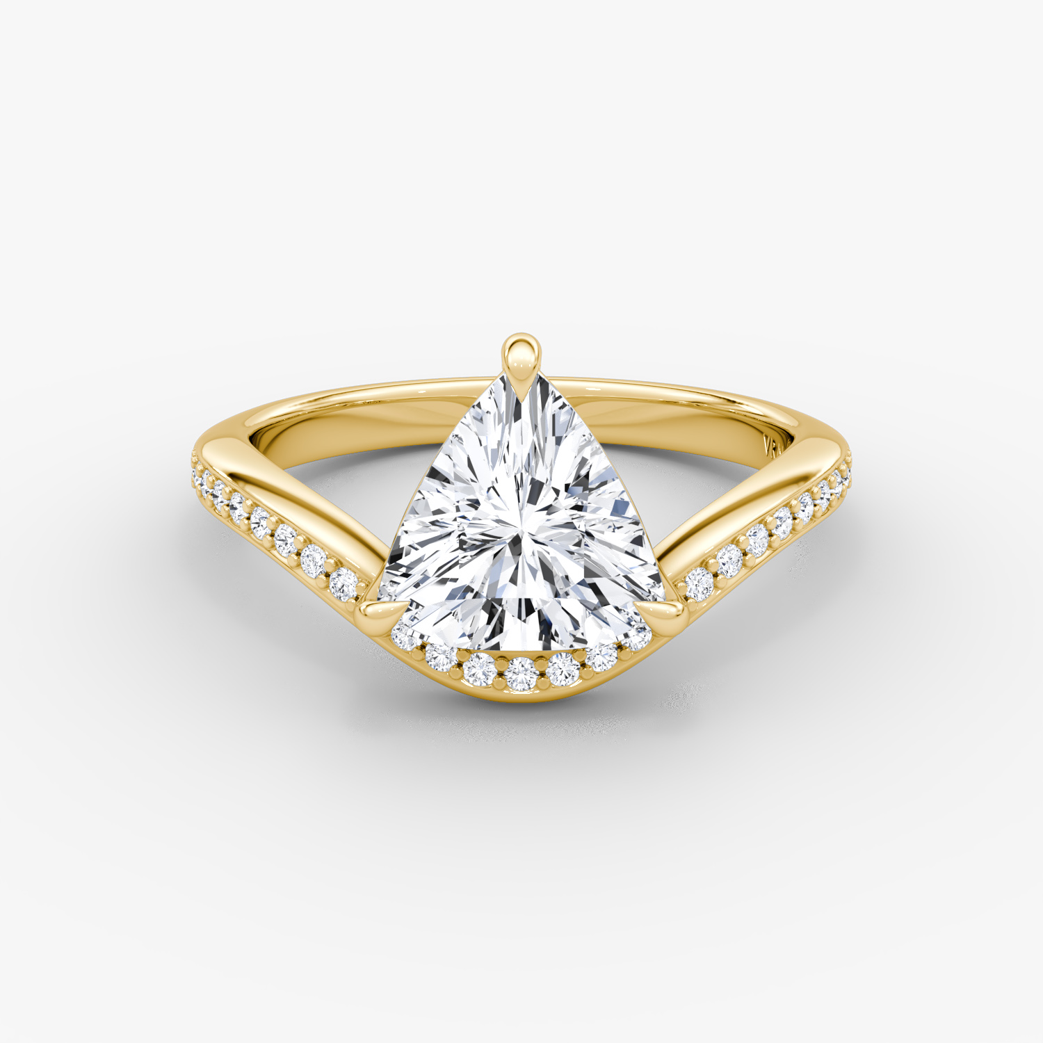 The Curve | Trillion | 18k | Yellow Gold | bandAccent: Pavé | diamondOrientation: vertical | caratWeight: other