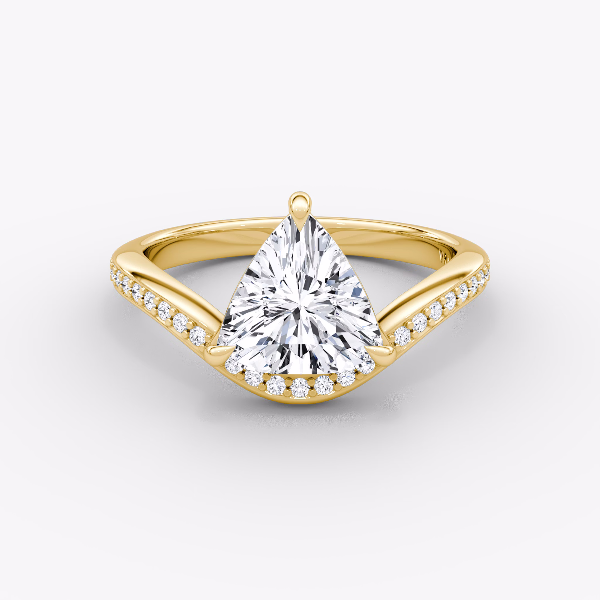 The Curve | Trillion | 18k | Yellow Gold | bandAccent: Pavé | diamondOrientation: vertical | caratWeight: other