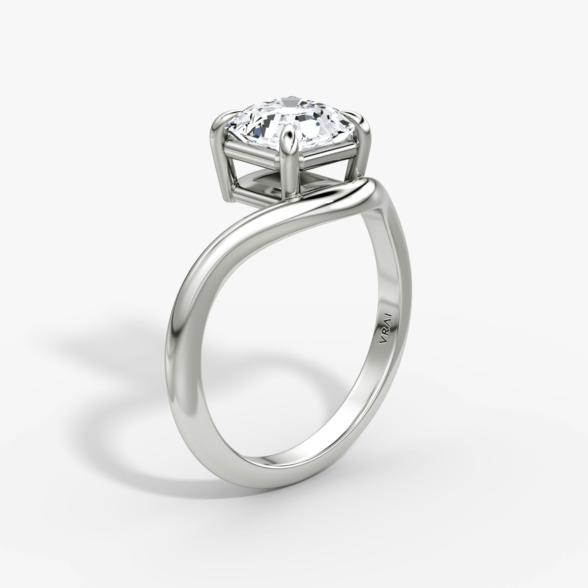 The Curve | Asscher | 18k | White Gold | bandAccent: Plain | diamondOrientation: vertical | caratWeight: other