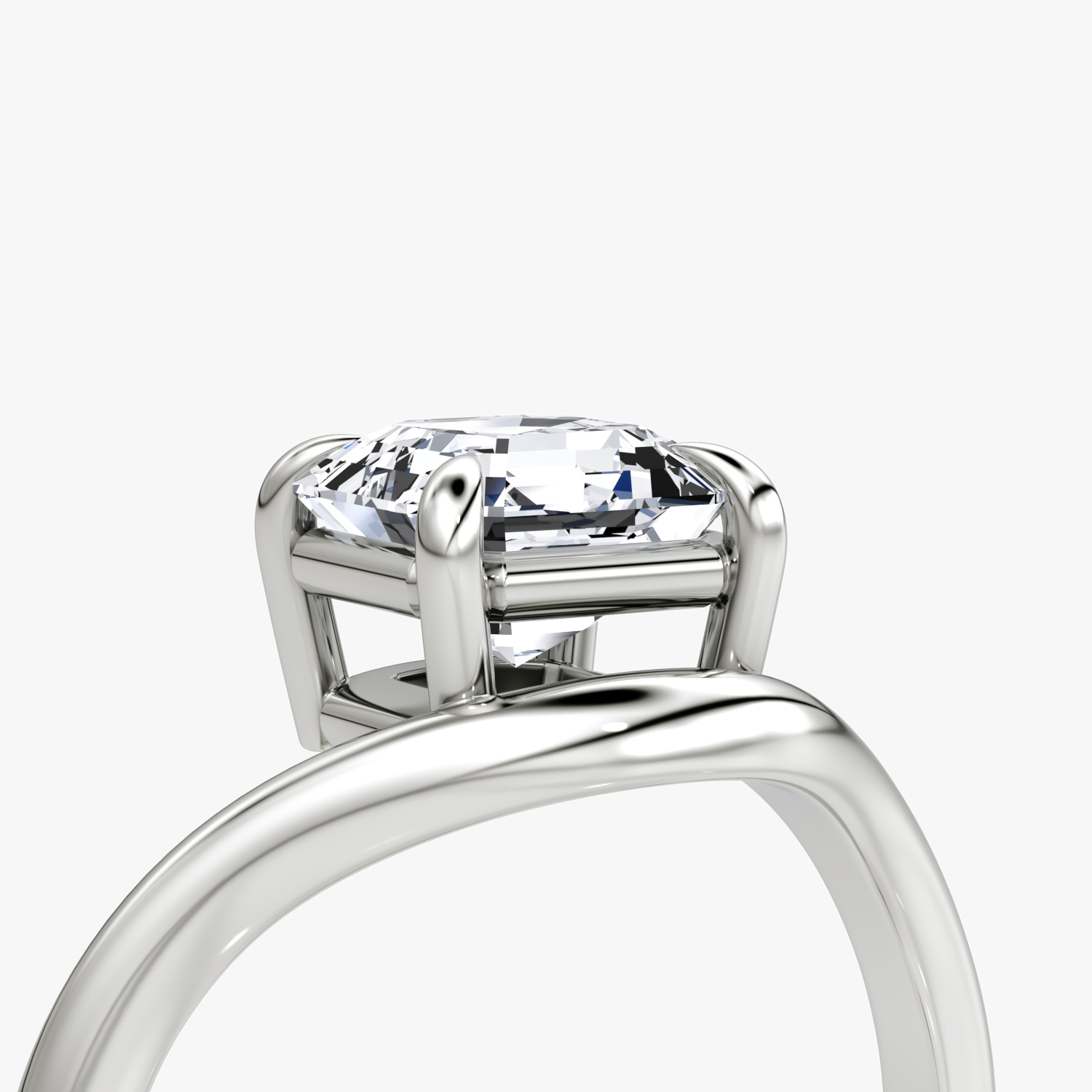 The Curve | Asscher | 18k | White Gold | bandAccent: Plain | diamondOrientation: vertical | caratWeight: other