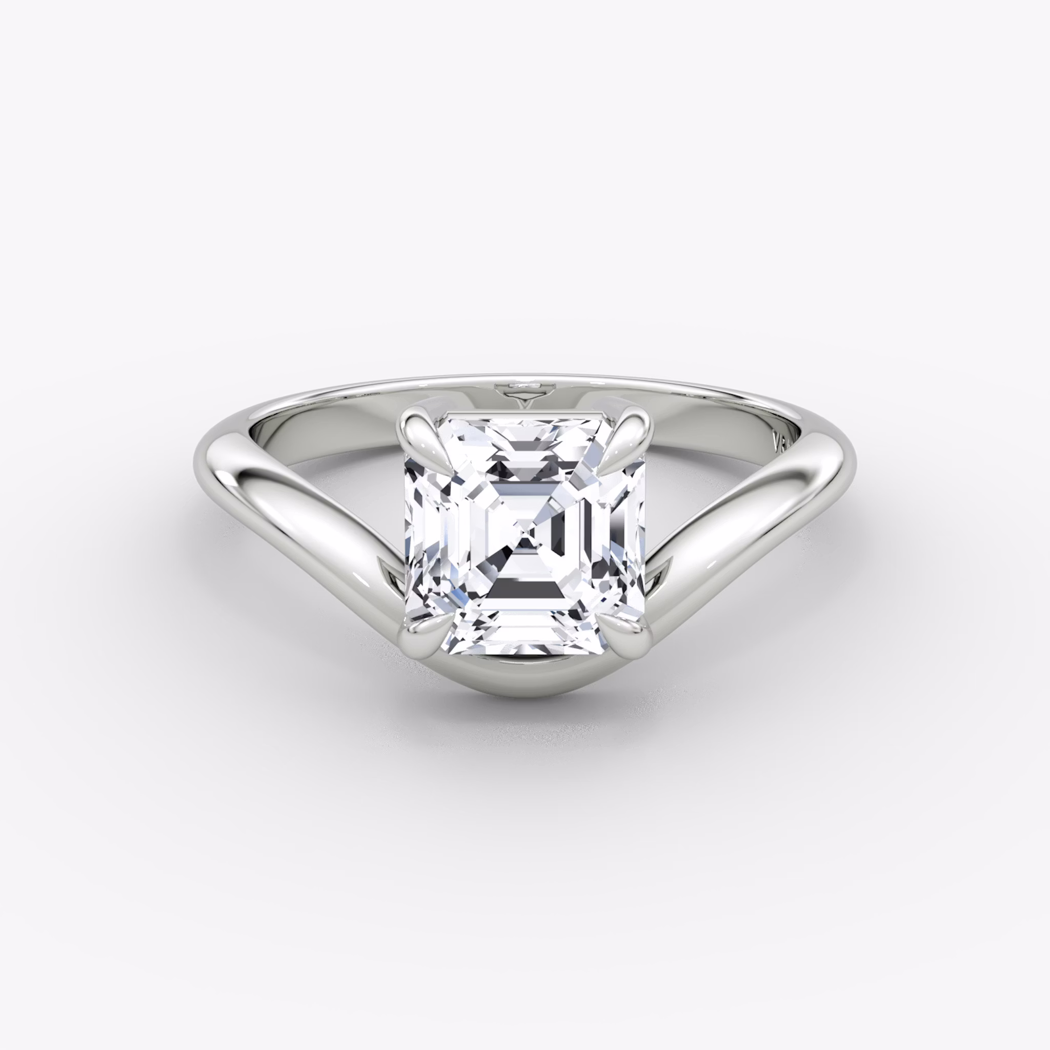 The Curve | Asscher | 18k | White Gold | bandAccent: Plain | diamondOrientation: vertical | caratWeight: other