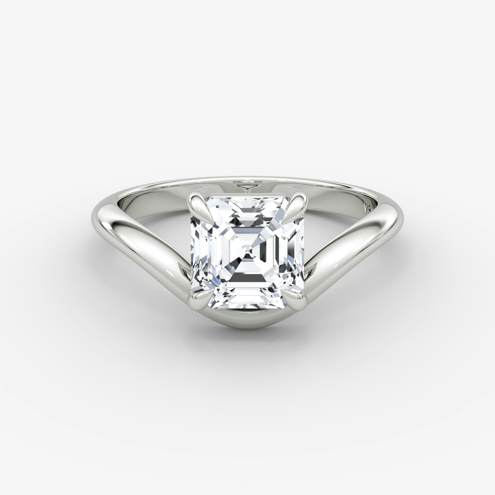 The Curve | Asscher | 18k | White Gold | bandAccent: Plain | diamondOrientation: vertical | caratWeight: other