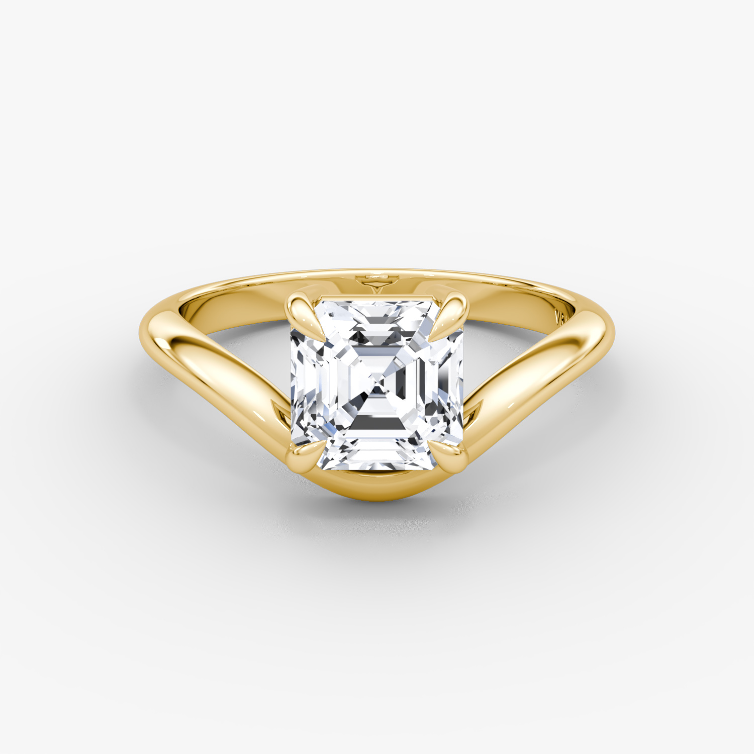 The Curve | Asscher | 18k | Yellow Gold | bandAccent: Plain | diamondOrientation: vertical | caratWeight: other