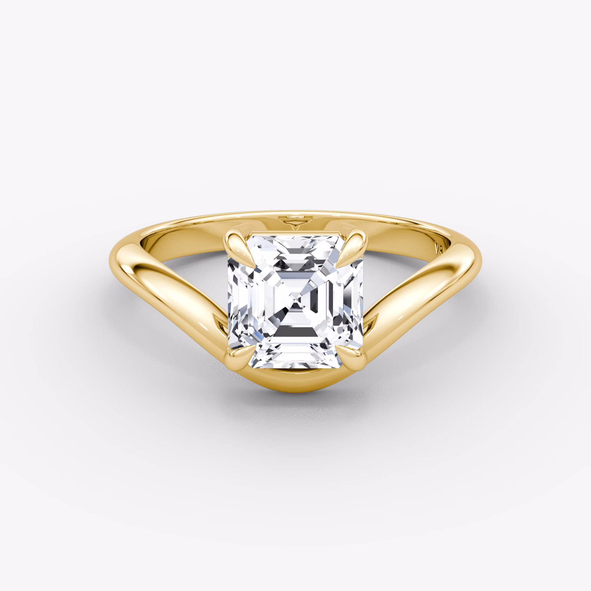The Curve | Asscher | 18k | Yellow Gold | bandAccent: Plain | diamondOrientation: vertical | caratWeight: other