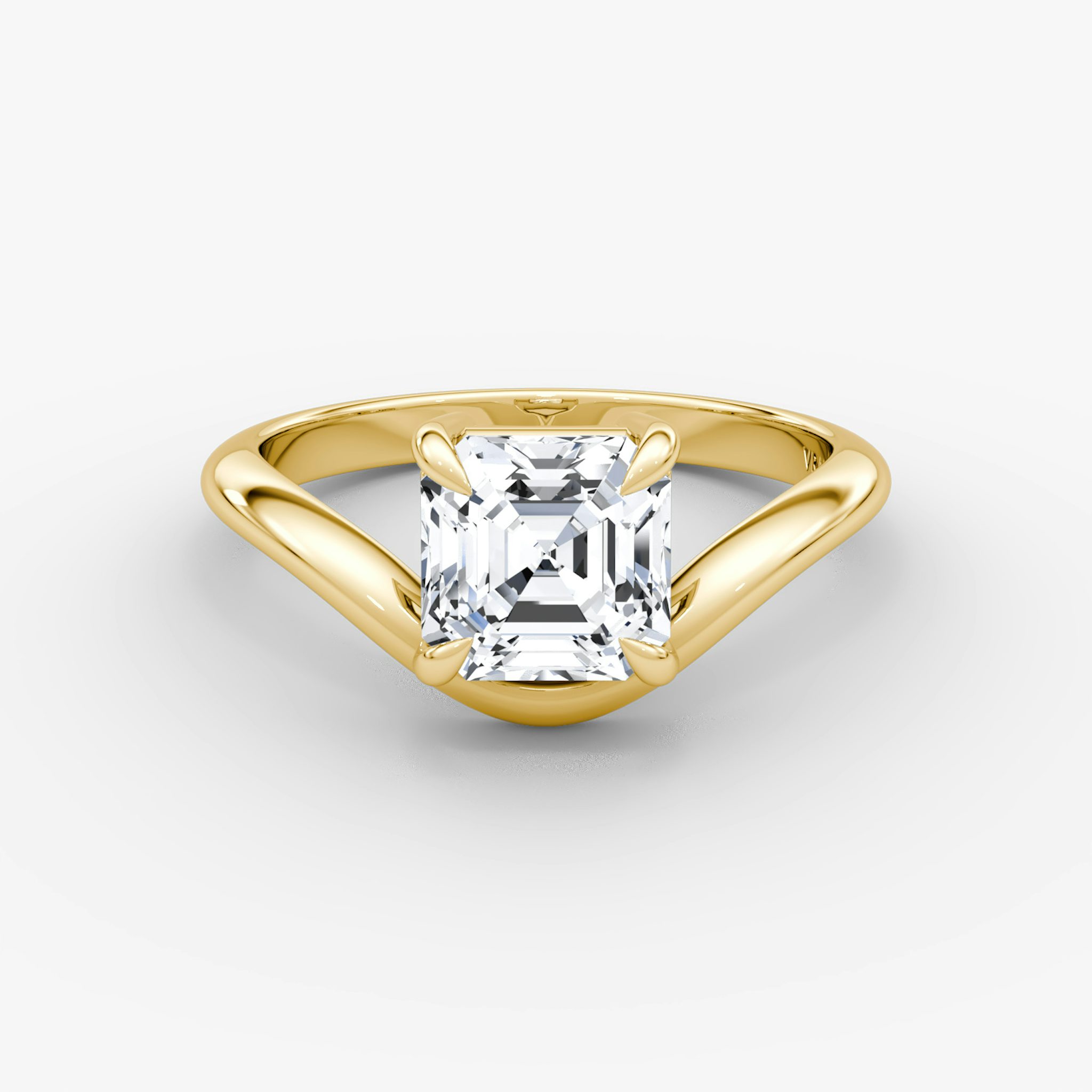 The Curve | Asscher | 18k | Yellow Gold | bandAccent: Plain | diamondOrientation: vertical | caratWeight: other