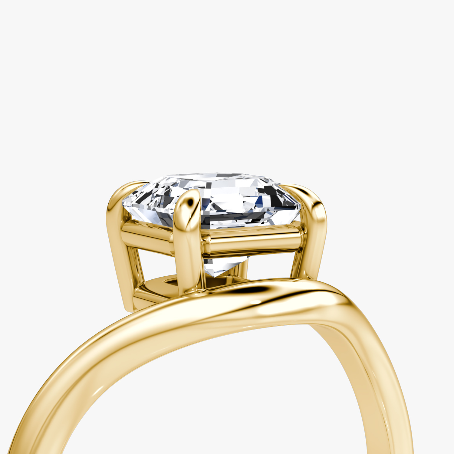 The Curve | Asscher | 18k | Yellow Gold | bandAccent: Plain | diamondOrientation: vertical | caratWeight: other