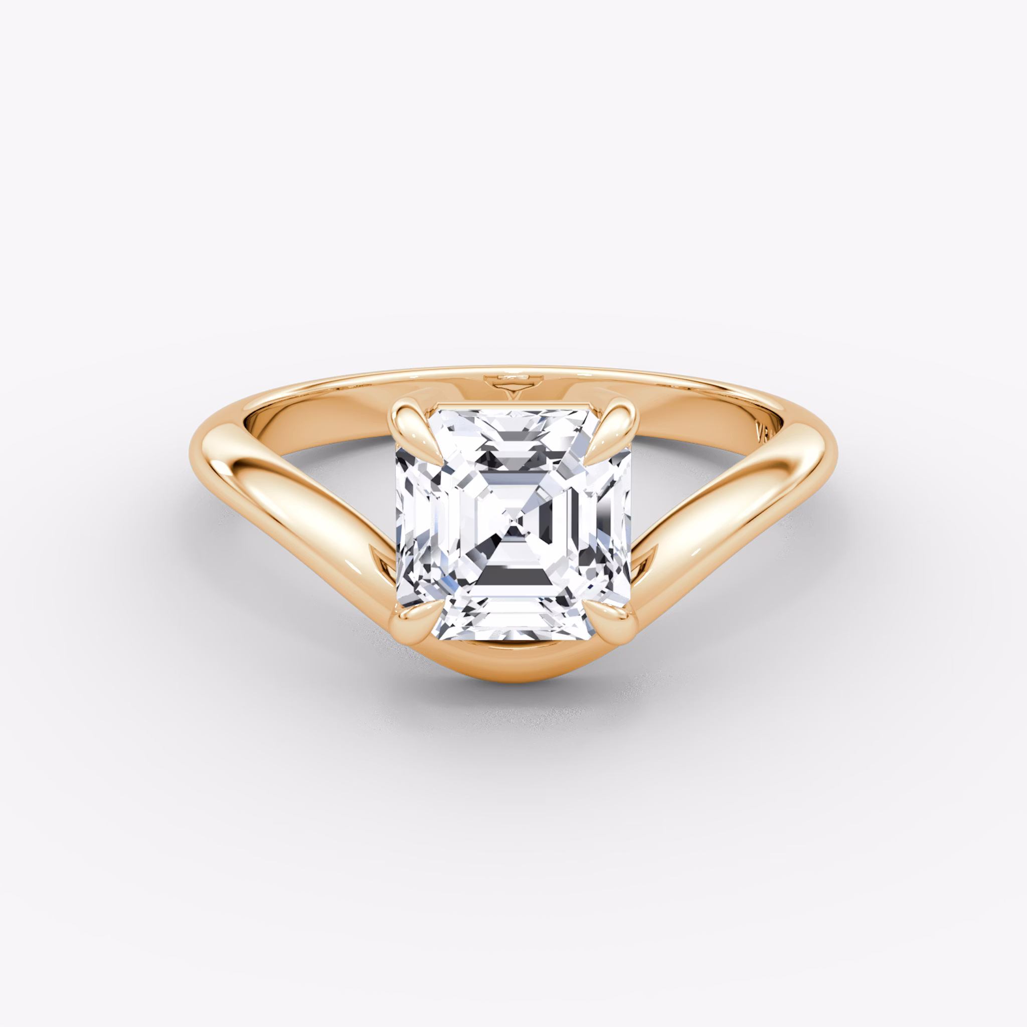 The Curve | Asscher | 14k | Rose Gold | bandAccent: Plain | diamondOrientation: vertical | caratWeight: other
