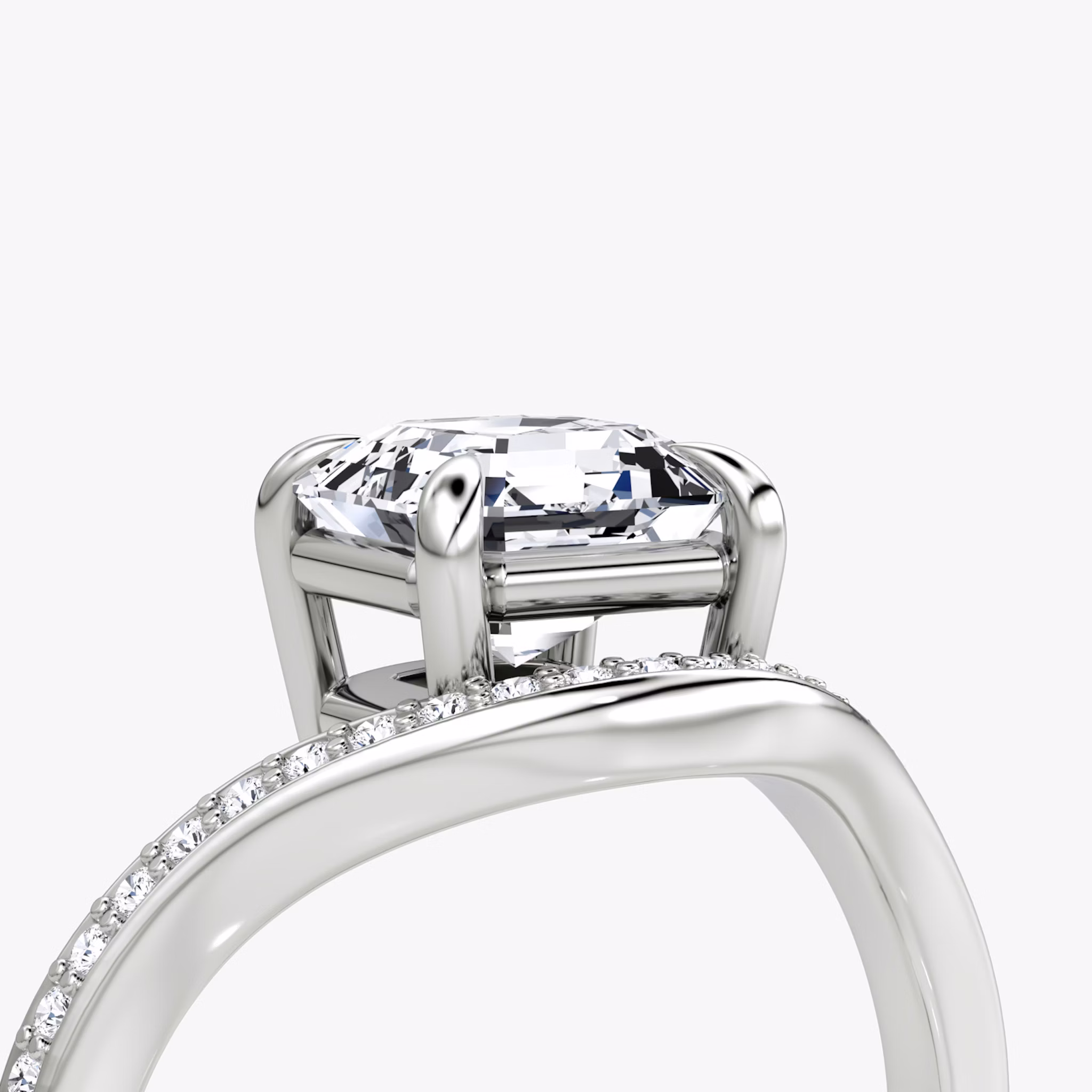 The Curve | Asscher | Platinum | bandAccent: Pavé | diamondOrientation: vertical | caratWeight: other