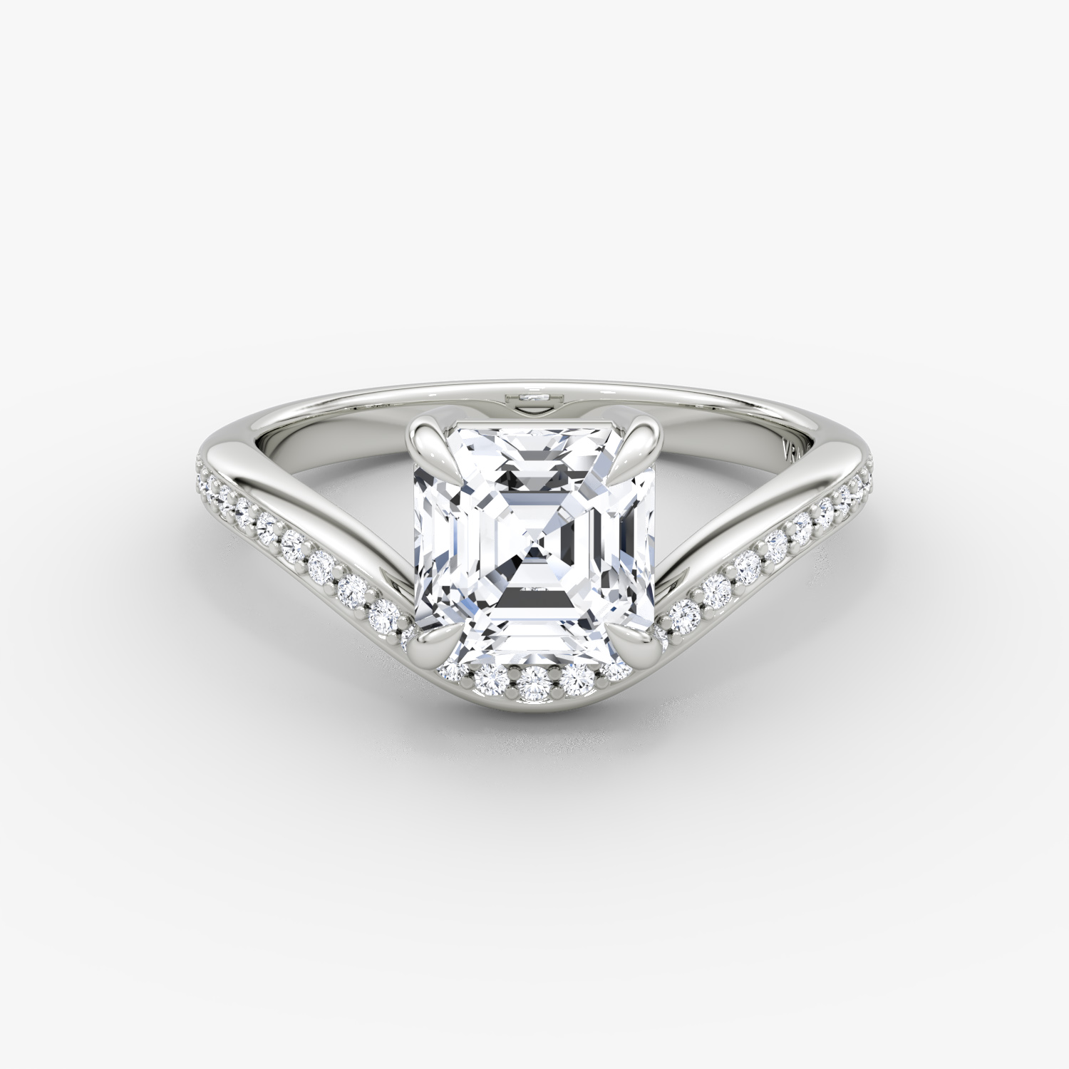 The Curve | Asscher | Platinum | bandAccent: Pavé | diamondOrientation: vertical | caratWeight: other