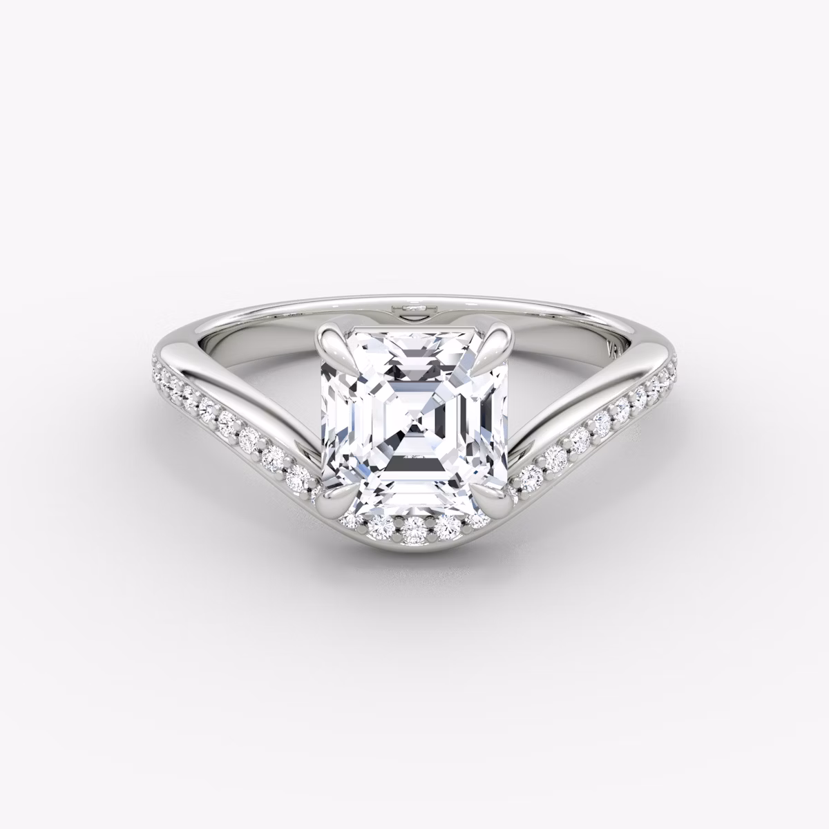 Curve | Asscher | Platin | bandAccent: Mit Pavé-Besatz | diamondOrientation: vertical | caratWeight: other