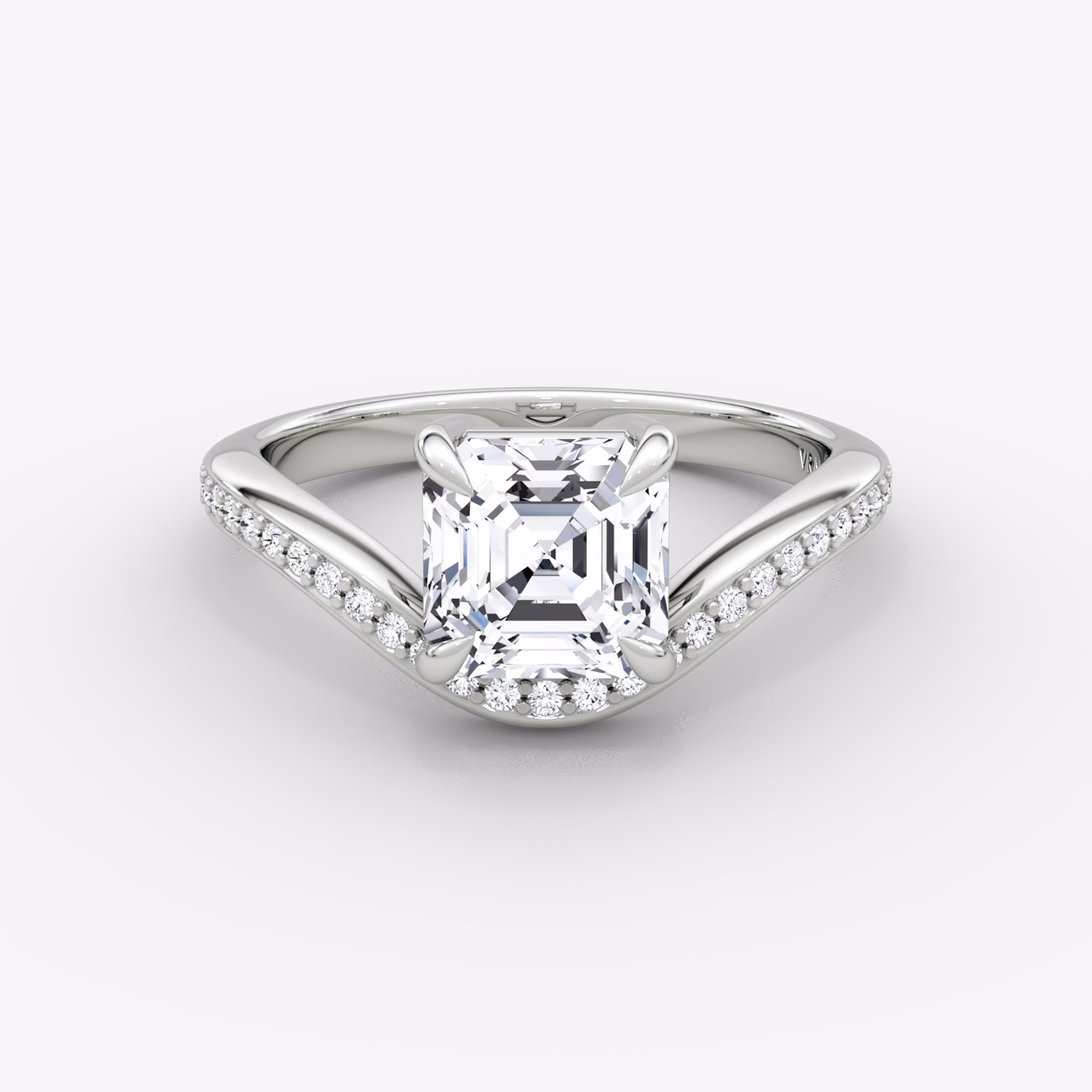 The Curve | Asscher | Platinum | bandAccent: Pavé | diamondOrientation: vertical | caratWeight: other