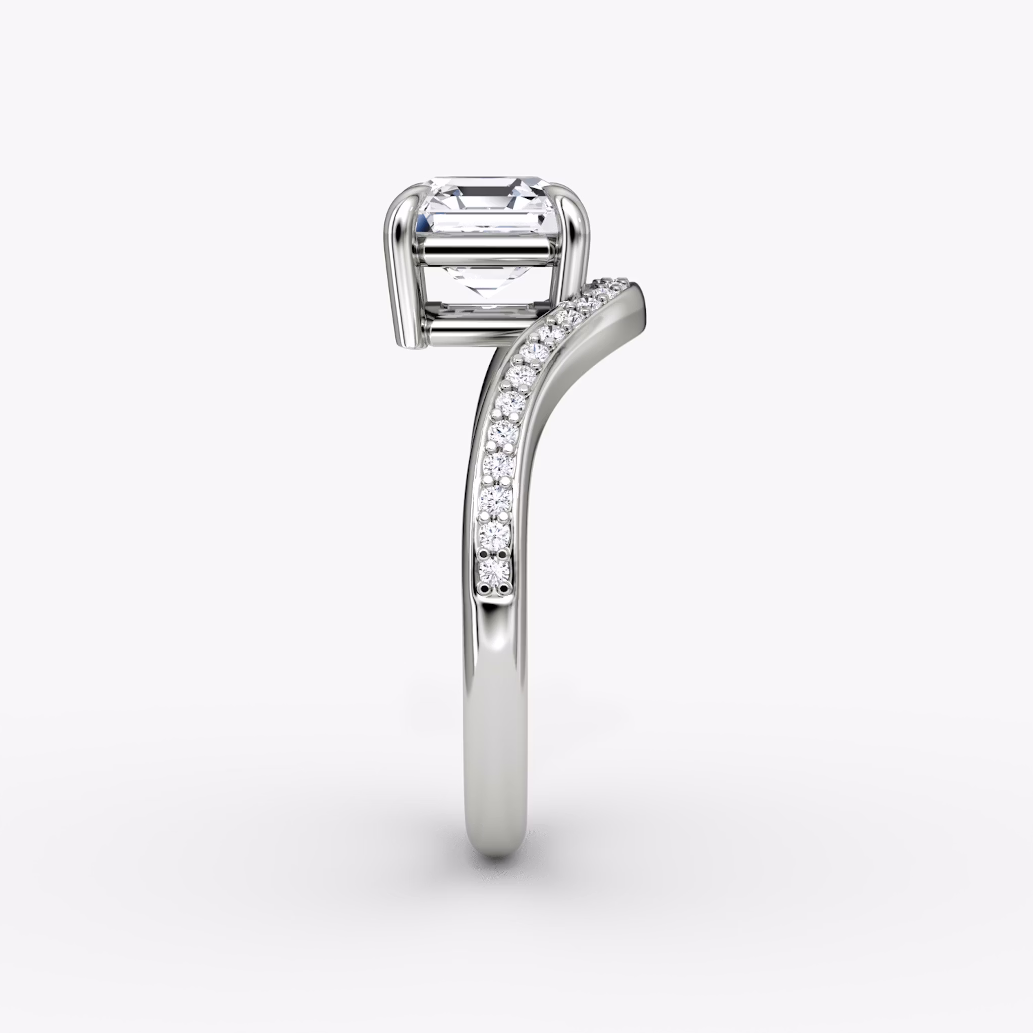 The Curve | Asscher | Platinum | bandAccent: Pavé | diamondOrientation: vertical | caratWeight: other