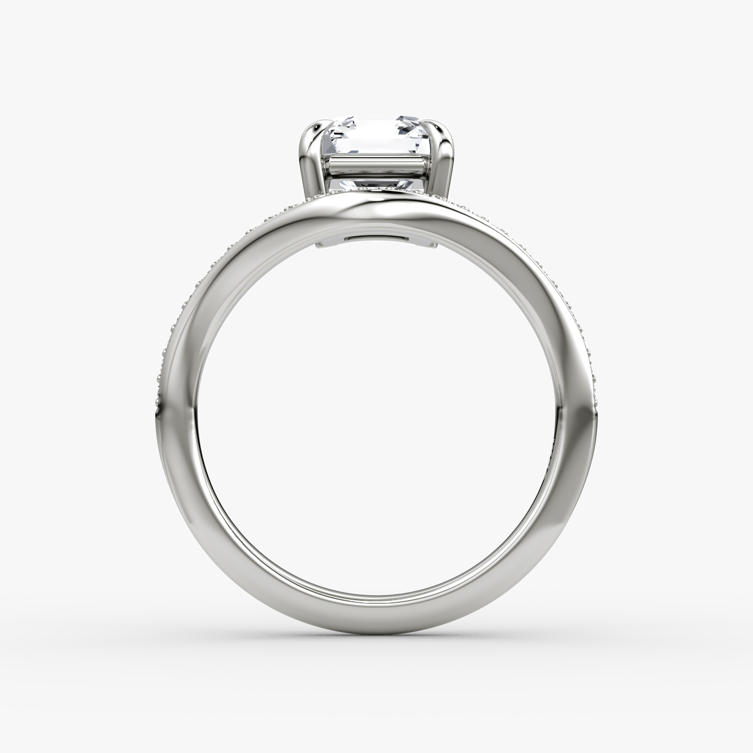 The Curve | Asscher | 18k | White Gold | bandAccent: Pavé | diamondOrientation: vertical | caratWeight: other