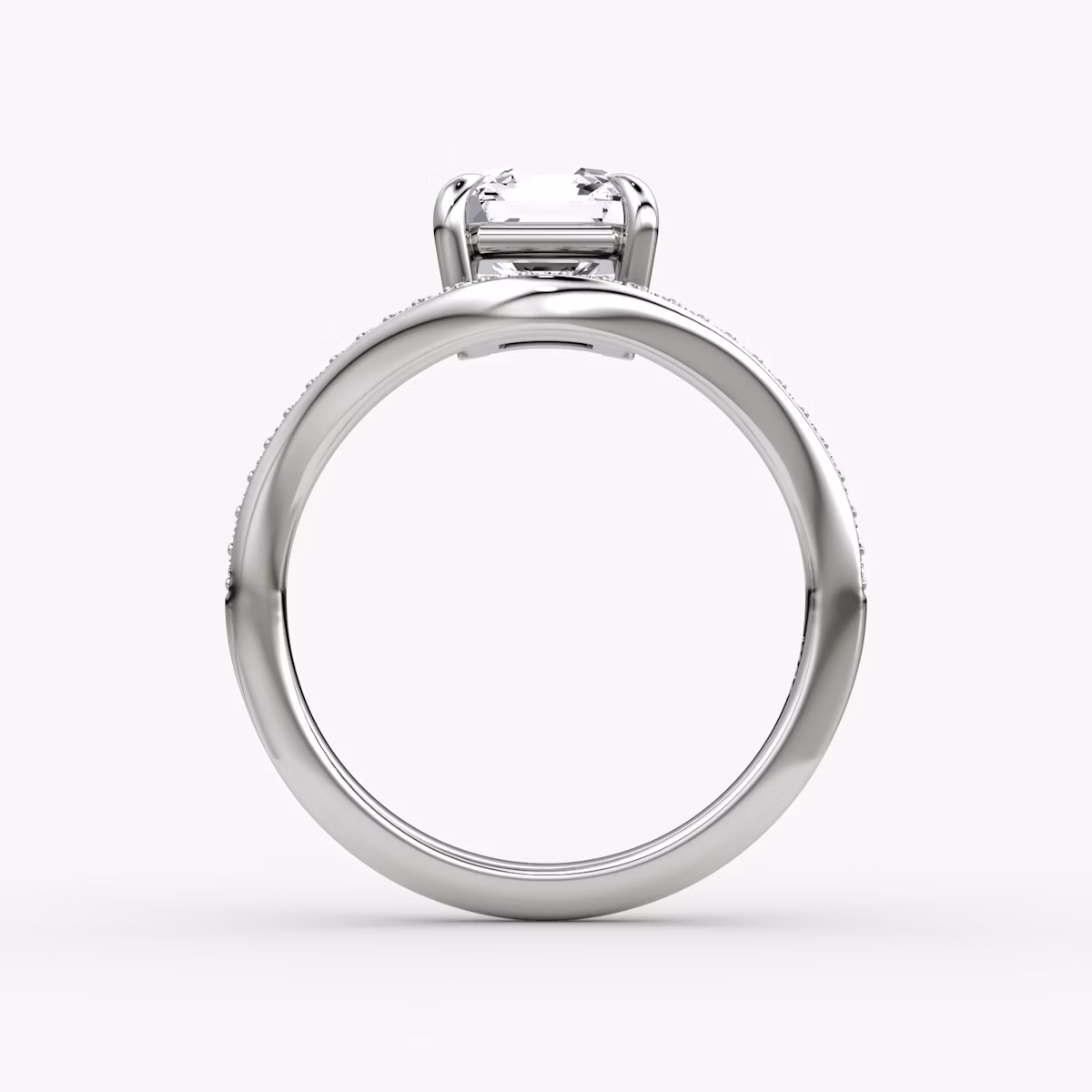 Curve | Asscher | 18k | Weißgold | bandAccent: Mit Pavé-Besatz | diamondOrientation: vertical | caratWeight: other