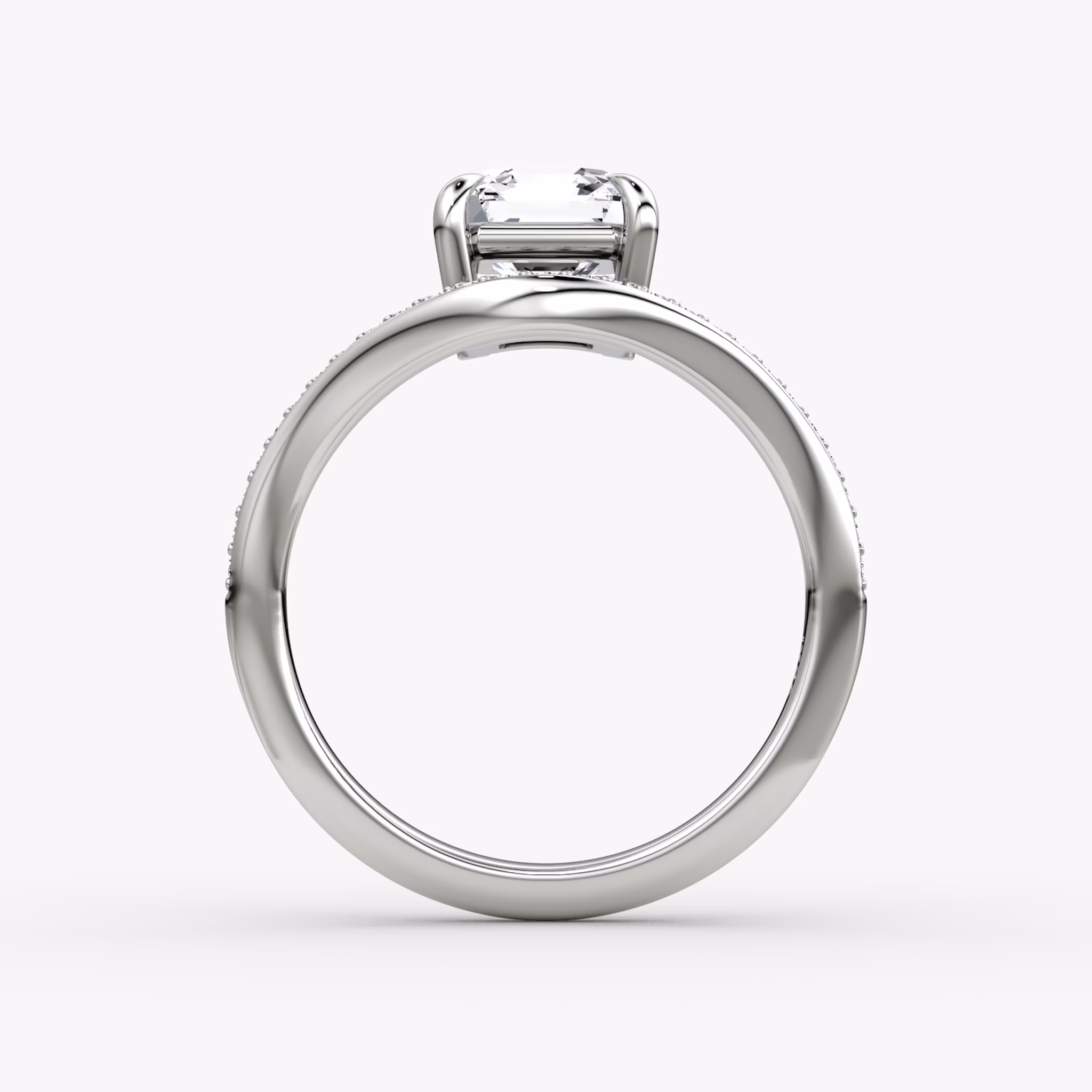 The Curve | Asscher | 18k | White Gold | bandAccent: Pavé | diamondOrientation: vertical | caratWeight: other
