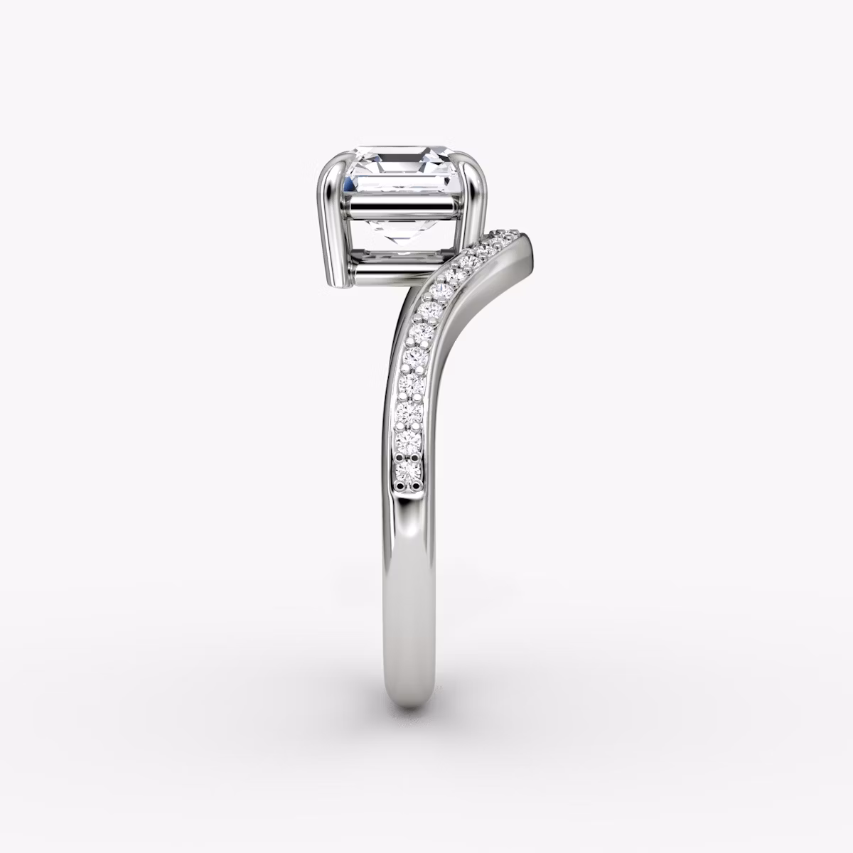 Curve | Asscher | 18k | Weißgold | bandAccent: Mit Pavé-Besatz | diamondOrientation: vertical | caratWeight: other