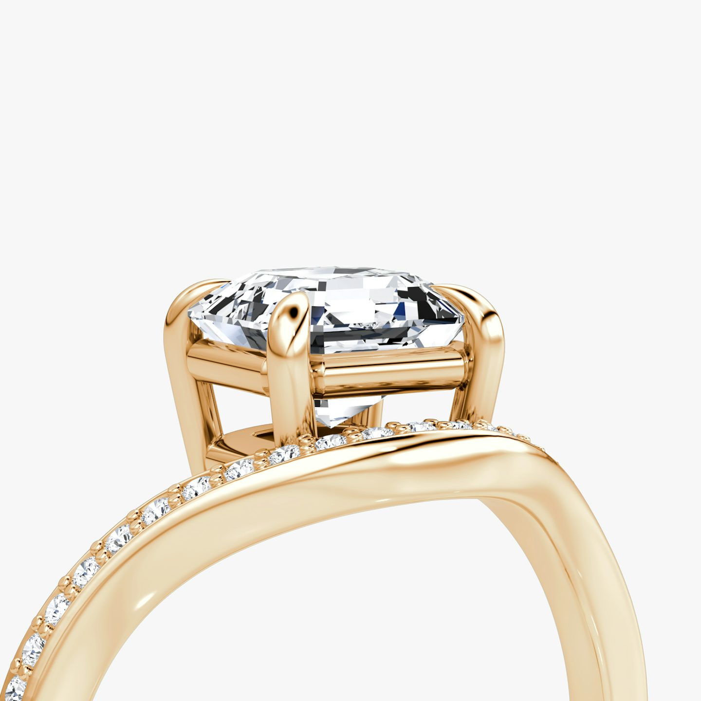 Curve | Asscher | 14k | Roségold | bandAccent: Mit Pavé-Besatz | diamondOrientation: vertical | caratWeight: other