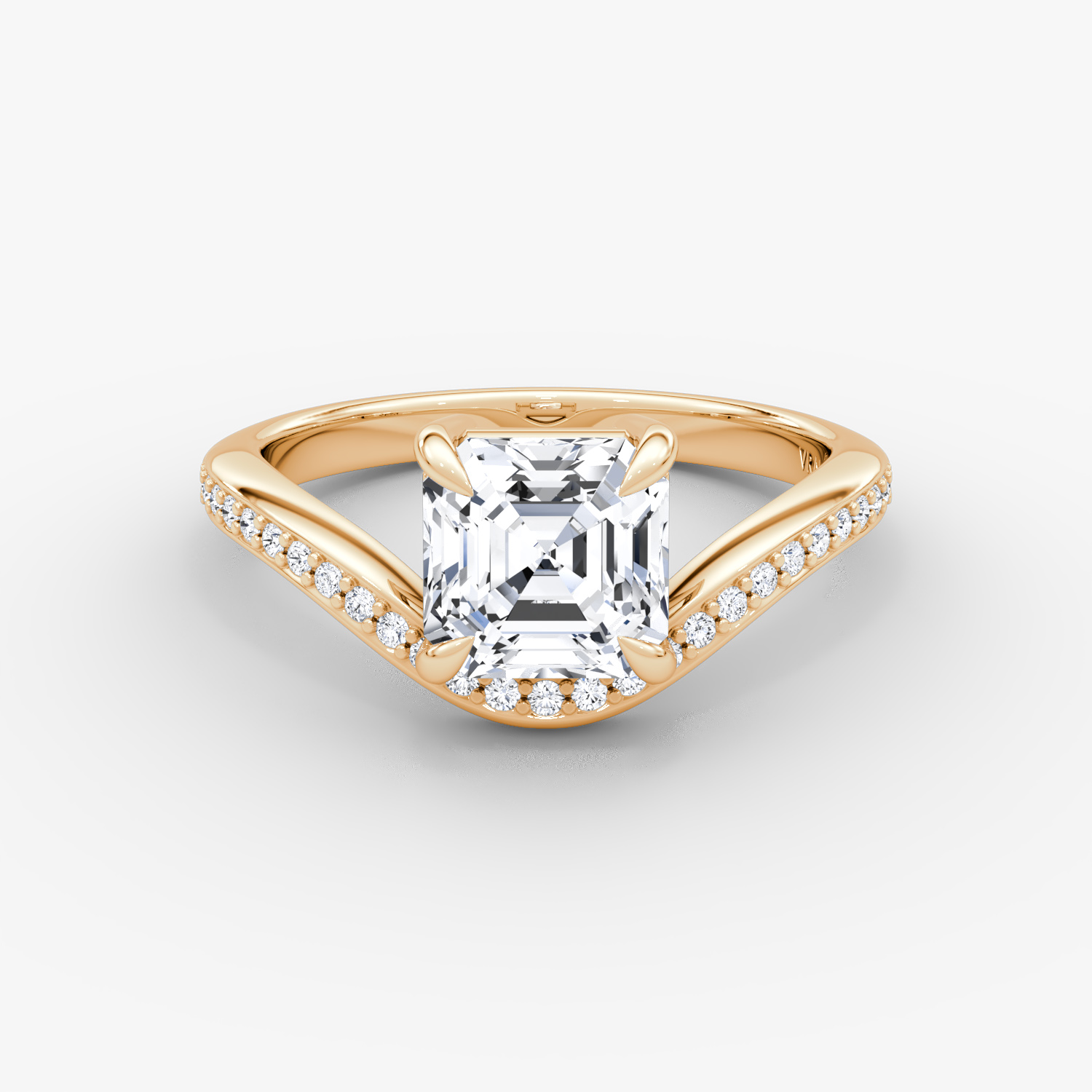 The Curve | Asscher | 14k | Rose Gold | bandAccent: Pavé | diamondOrientation: vertical | caratWeight: other