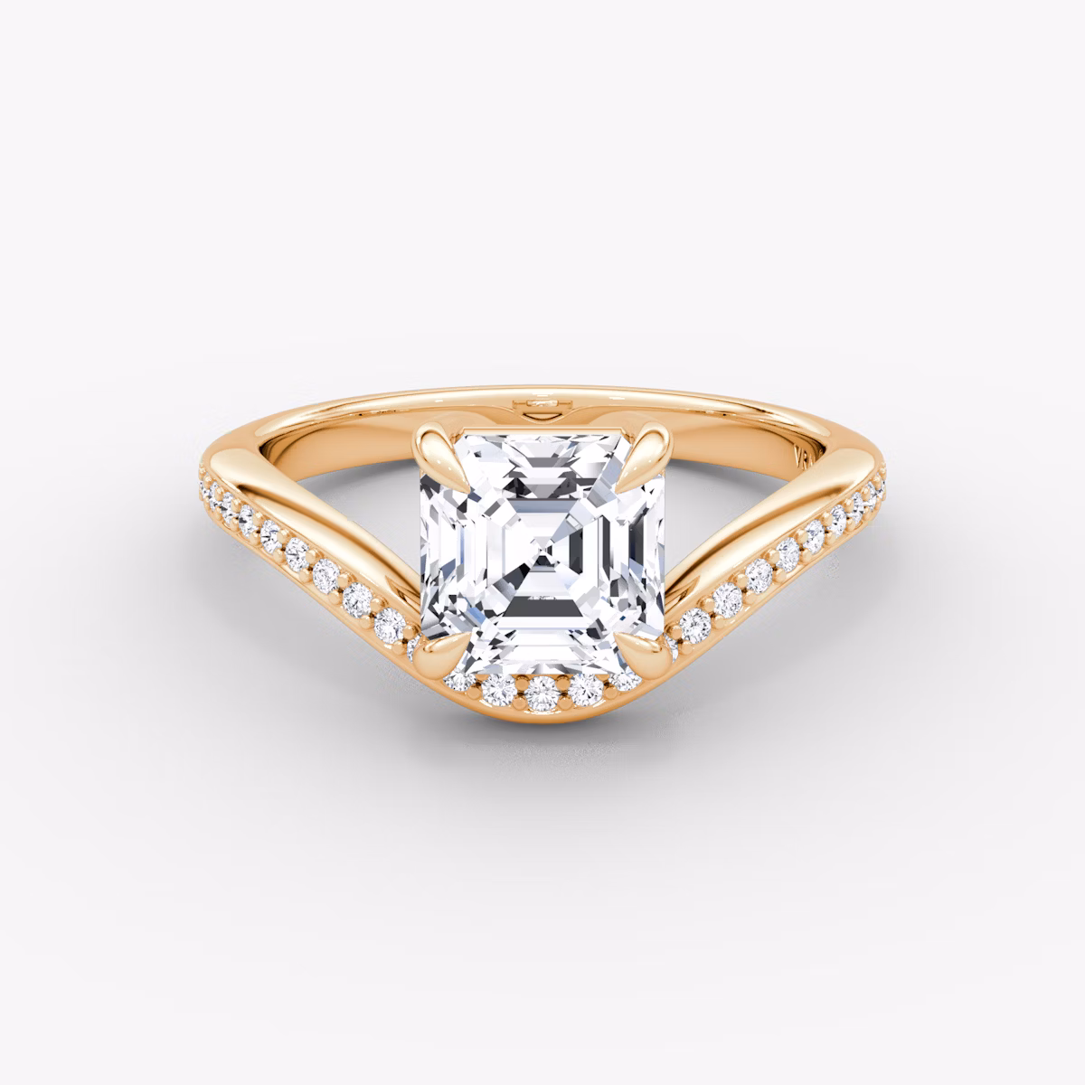 Curve | Asscher | 14k | Roségold | bandAccent: Mit Pavé-Besatz | diamondOrientation: vertical | caratWeight: other