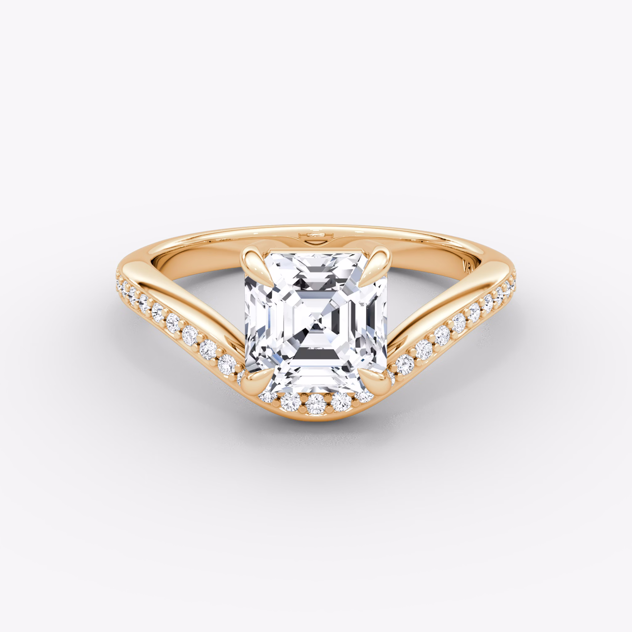 The Curve | Asscher | 14k | Rose Gold | bandAccent: Pavé | diamondOrientation: vertical | caratWeight: other