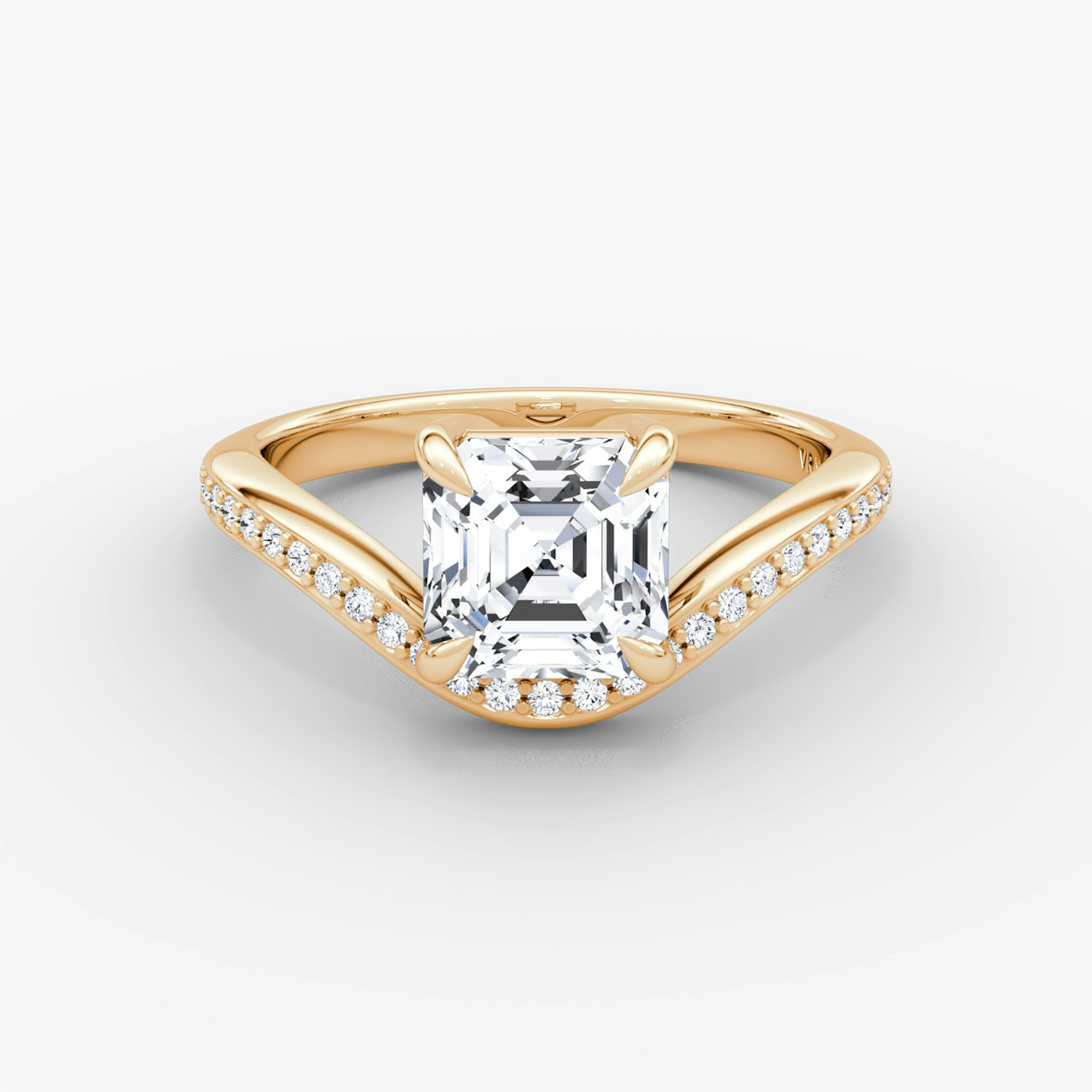 The Curve | Asscher | 14k | Rose Gold | bandAccent: Pavé | diamondOrientation: vertical | caratWeight: other