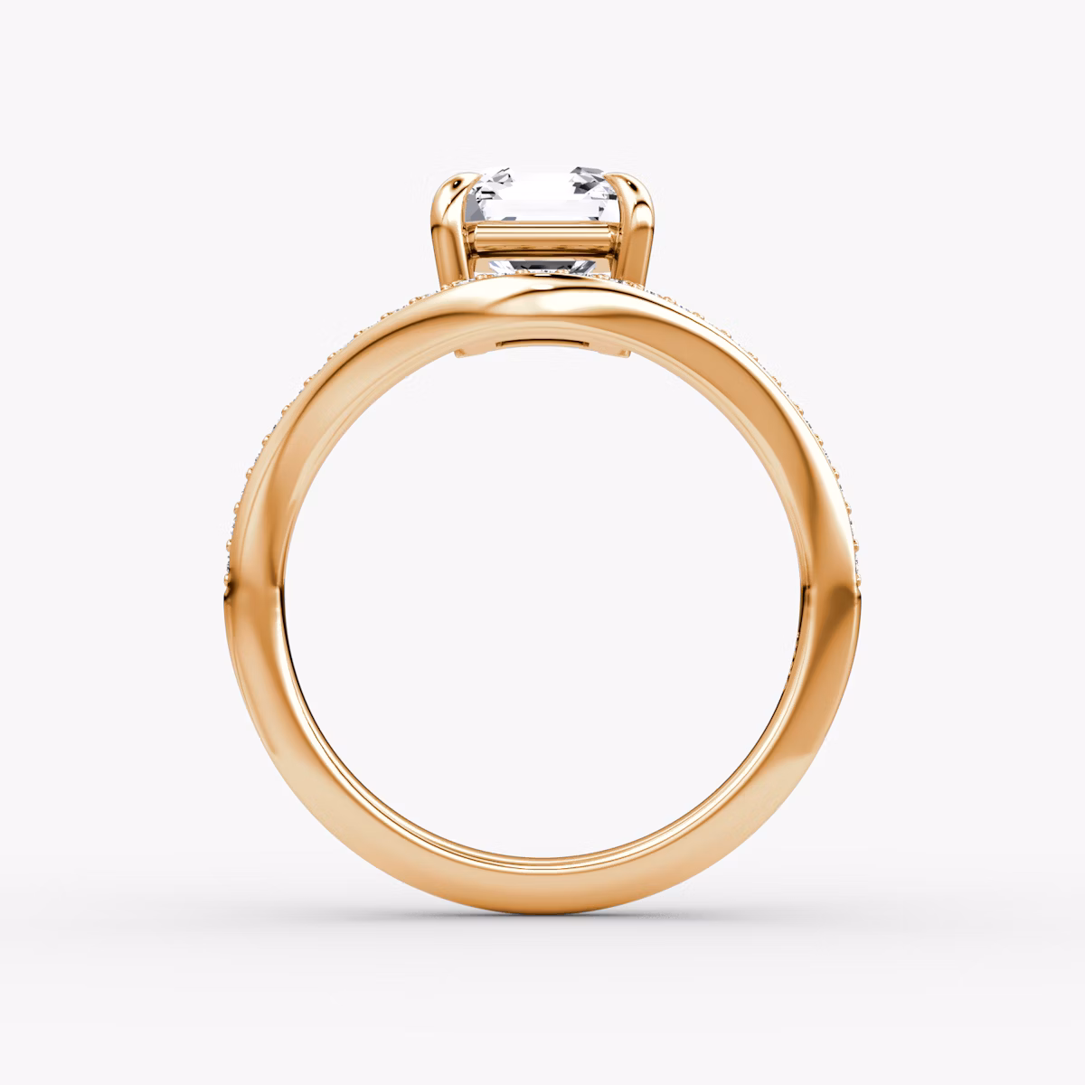 Curve | Asscher | 14k | Roségold | bandAccent: Mit Pavé-Besatz | diamondOrientation: vertical | caratWeight: other