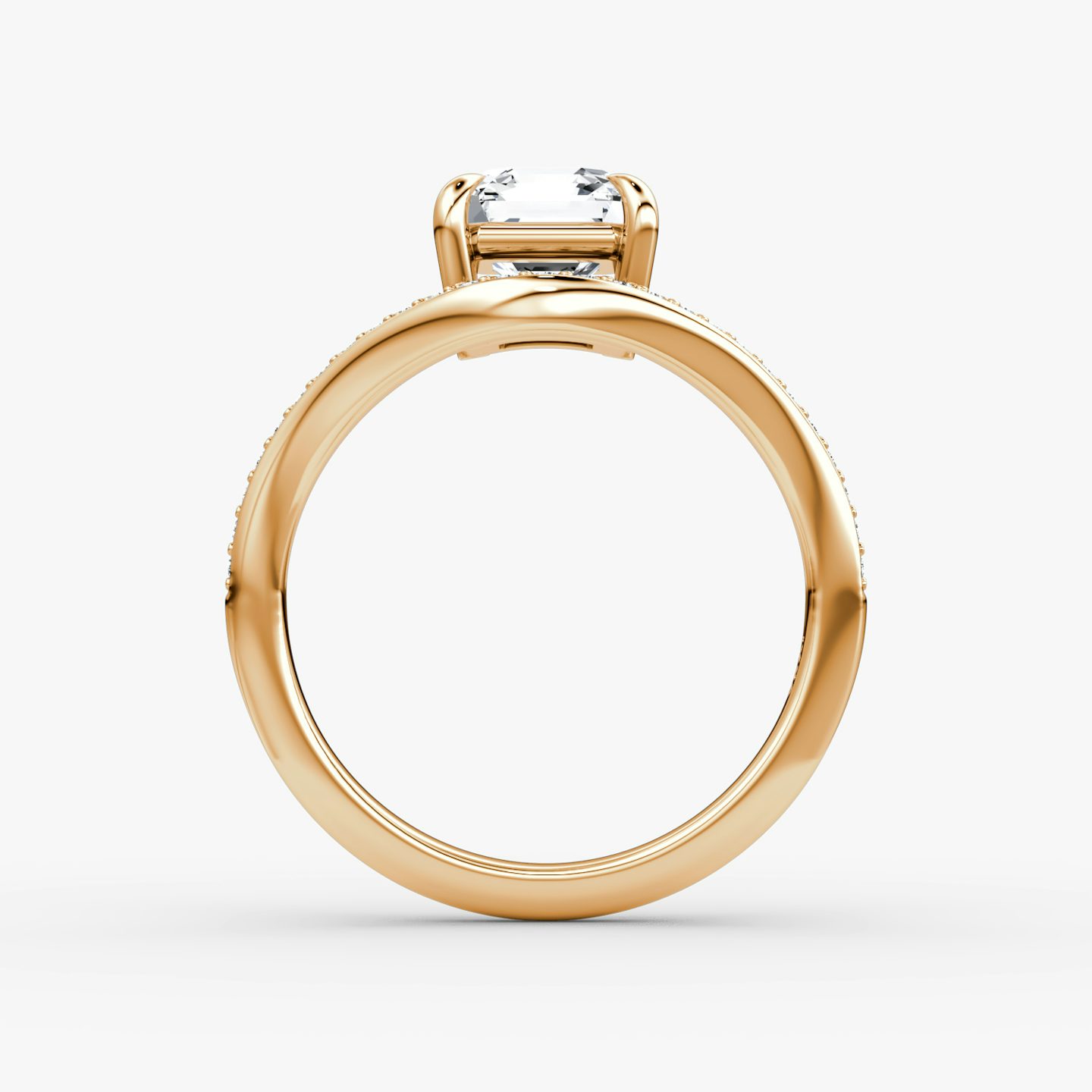 Curve | Asscher | 14k | Roségold | bandAccent: Mit Pavé-Besatz | diamondOrientation: vertical | caratWeight: other