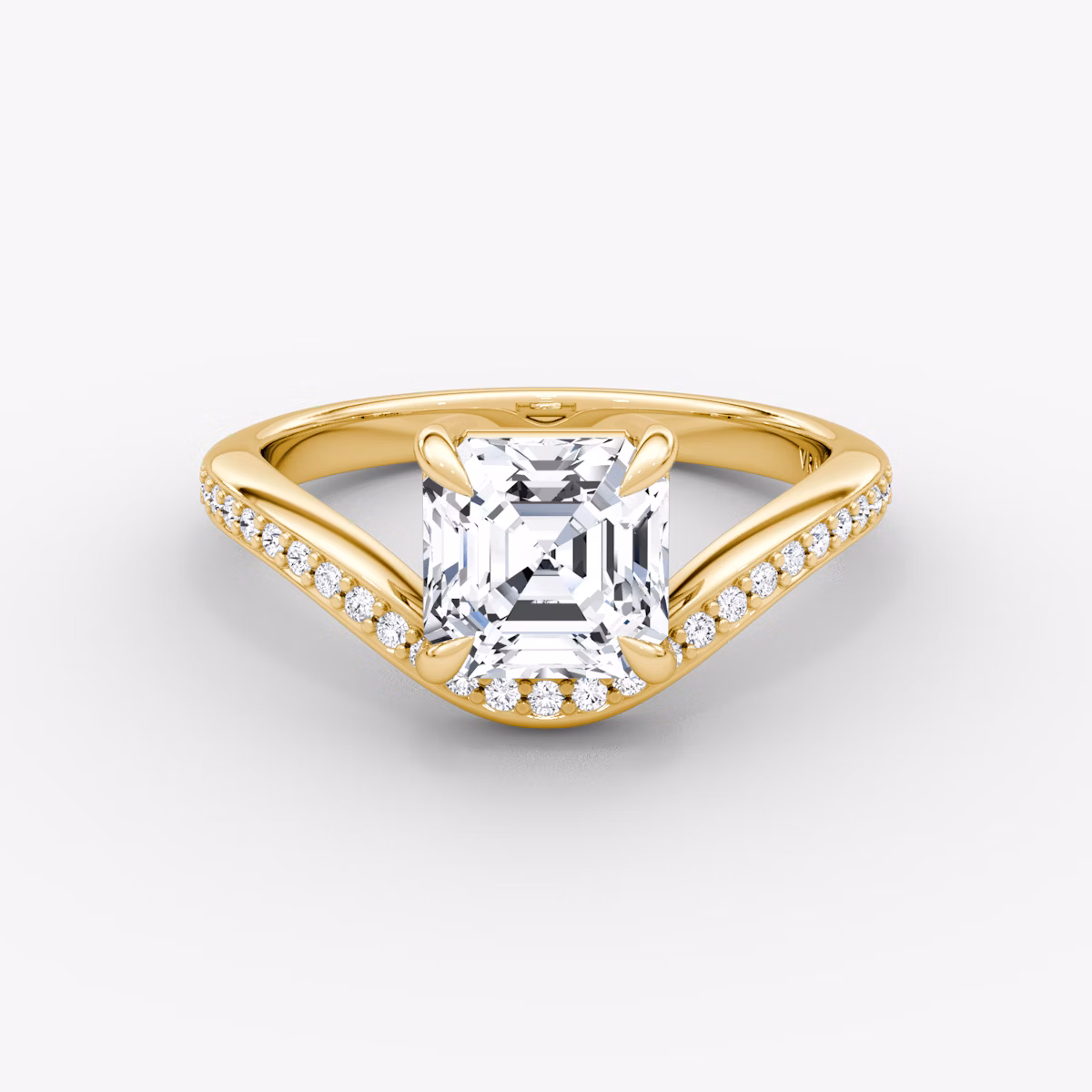 Curve | Asscher | 18k | Gelbgold | bandAccent: Mit Pavé-Besatz | diamondOrientation: vertical | caratWeight: other