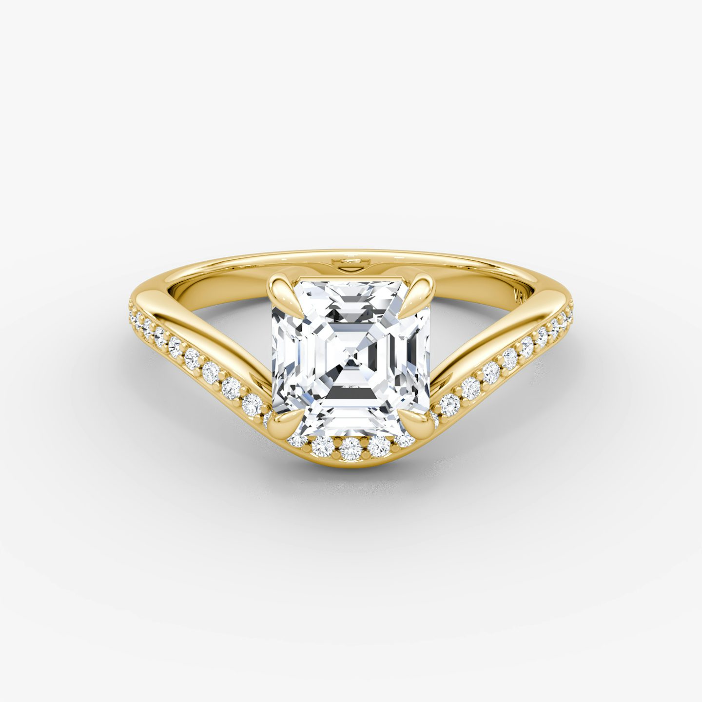 Curve | Asscher | 18k | Gelbgold | bandAccent: Mit Pavé-Besatz | diamondOrientation: vertical | caratWeight: other