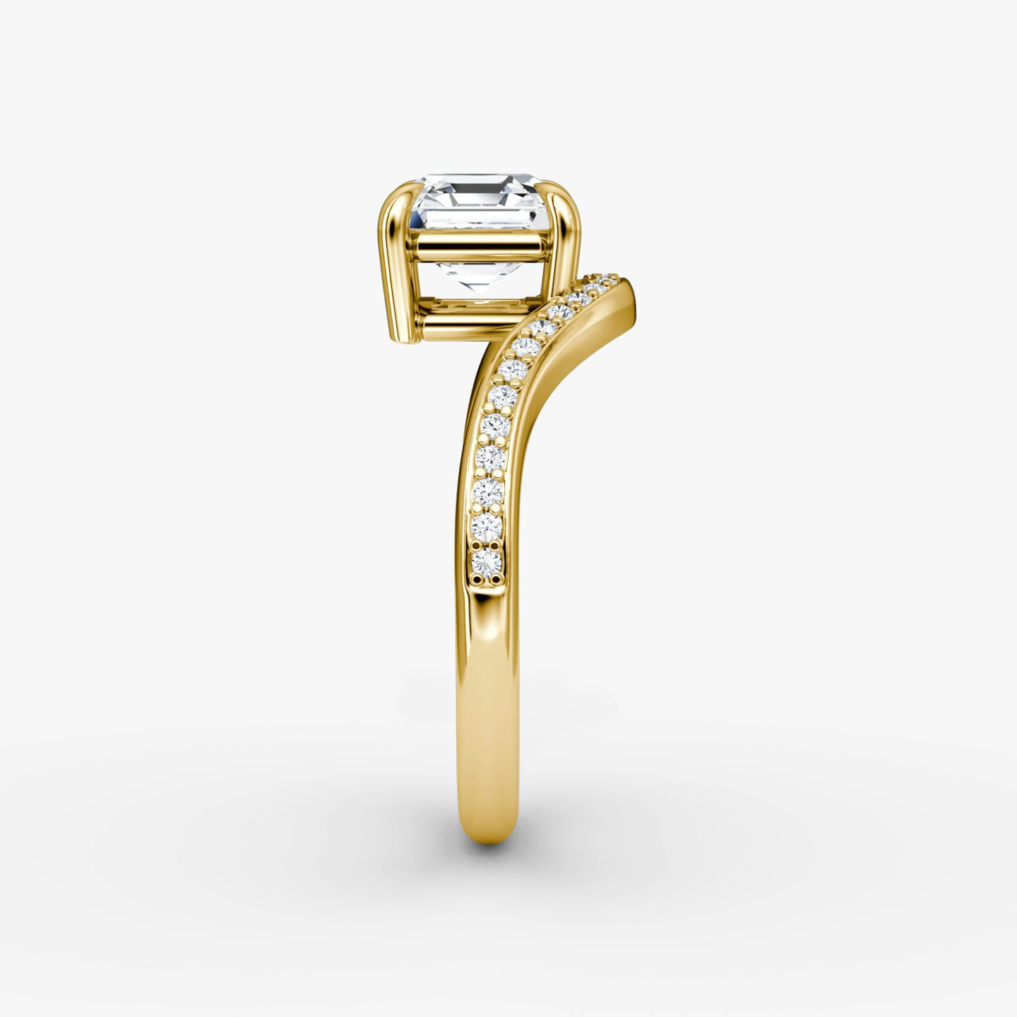 Curve | Asscher | 18k | Gelbgold | bandAccent: Mit Pavé-Besatz | diamondOrientation: vertical | caratWeight: other