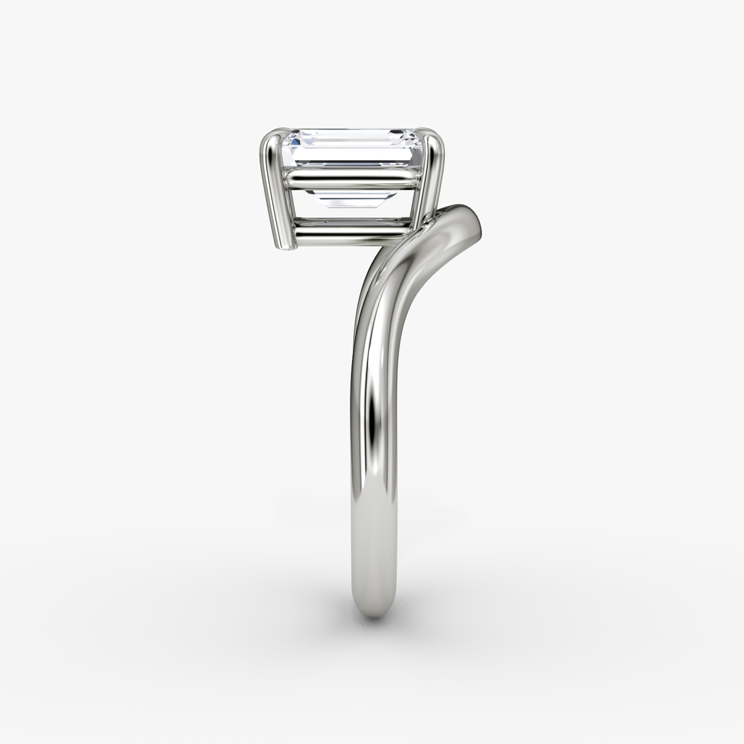 The Curve | Emerald | 18k | White Gold | bandAccent: Plain | diamondOrientation: vertical | caratWeight: other